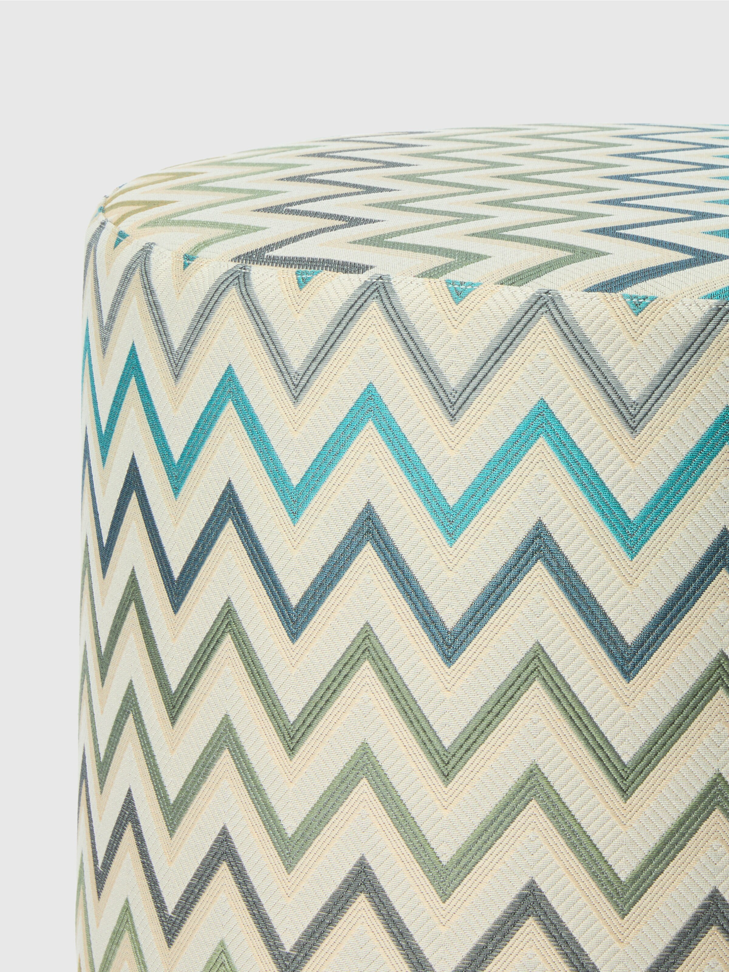 Watamu Indoor Cylinder Pouf 40x30 cm with zig zag pattern, Multicoloured  - 2