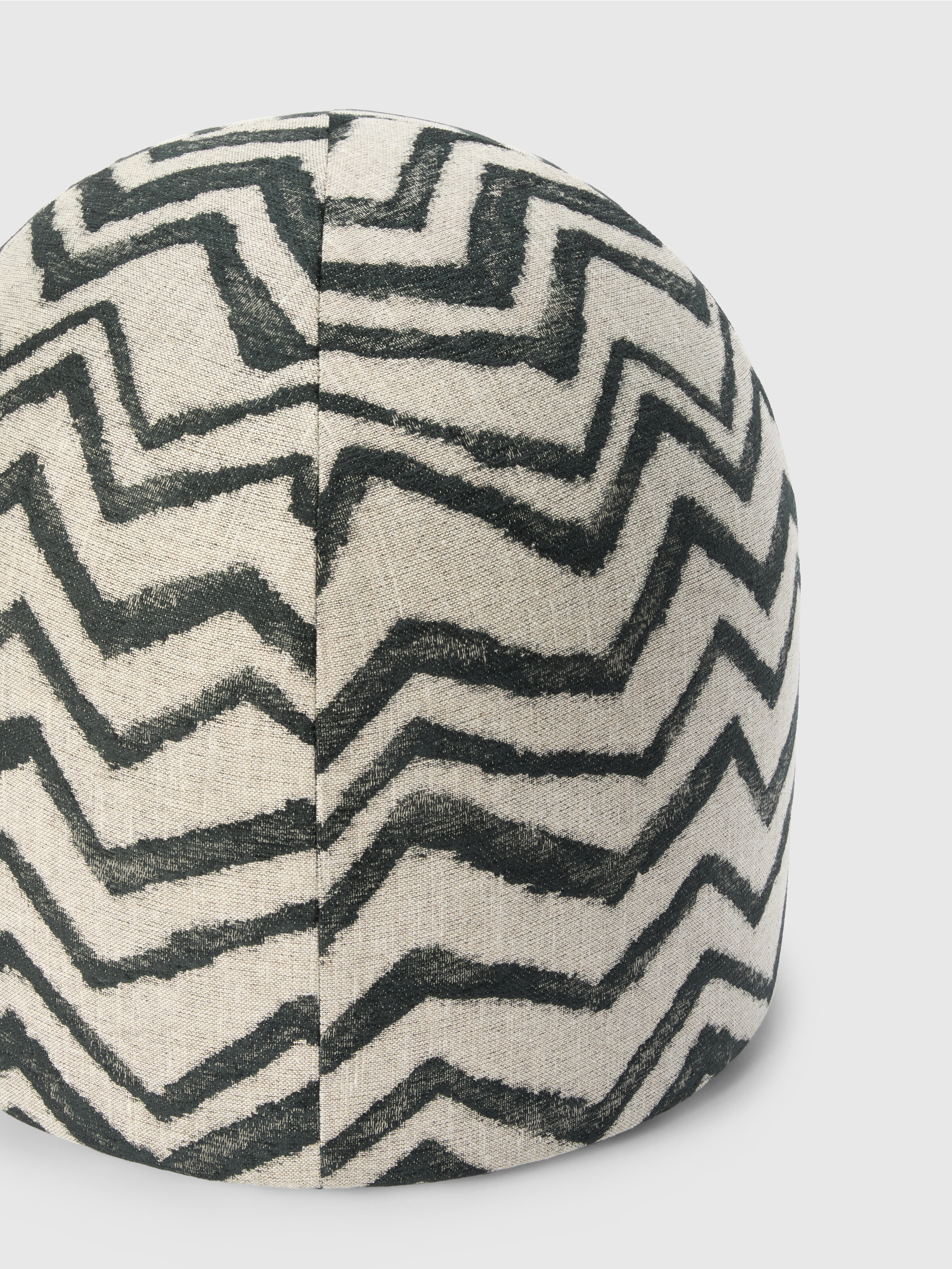 Graffiti Indoor Panettone Pouf 50x50 cm with zig zag pattern, Beige & Multicoloured  - 1