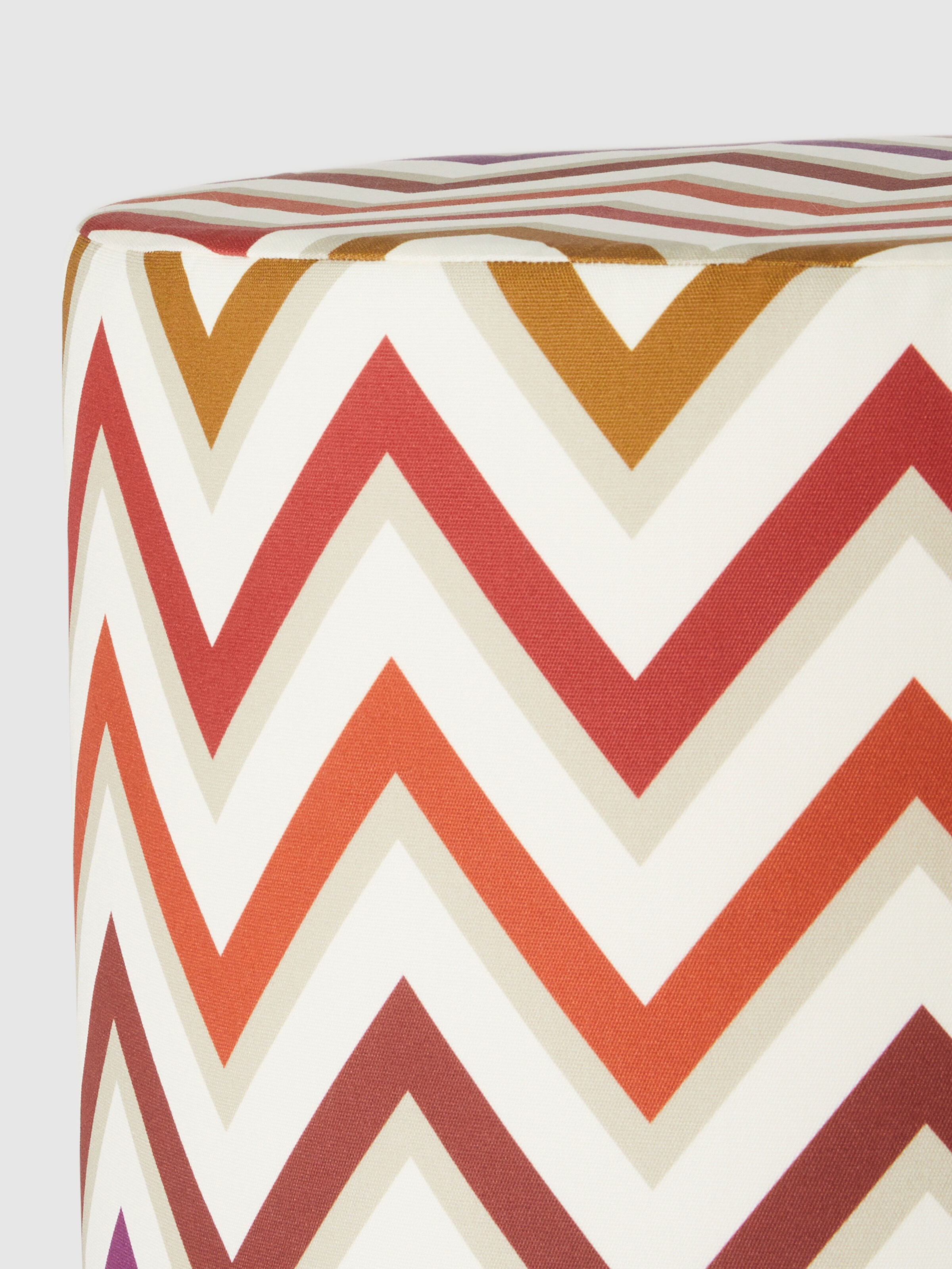 Outdoor pouf Watamu 40x30 cm in technical fabric zig zag, Red & Multicoloured - 2