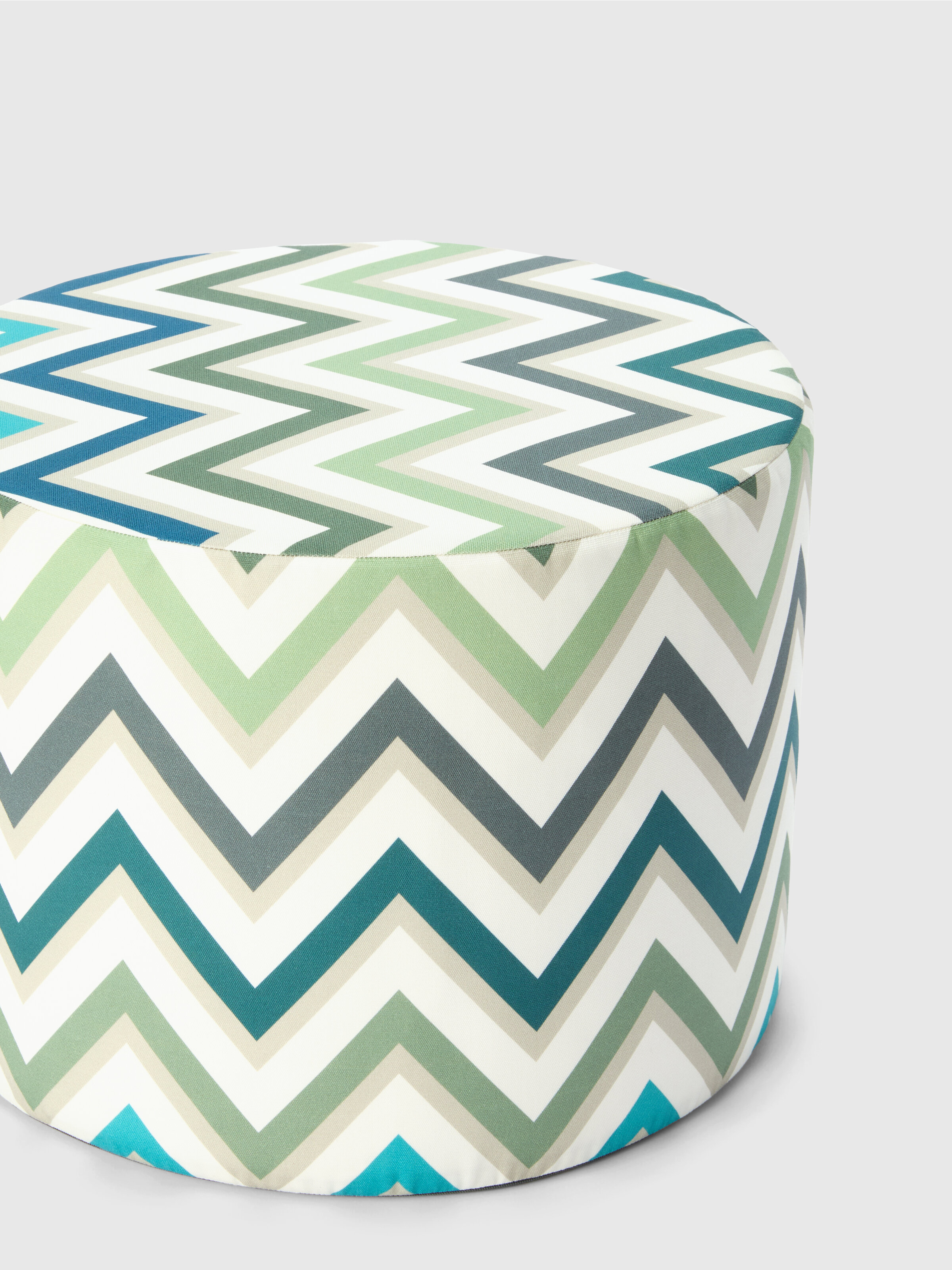 Outdoor pouf Watamu 40x30 cm in technical fabric zig zag, Green & Multicoloured  - 1