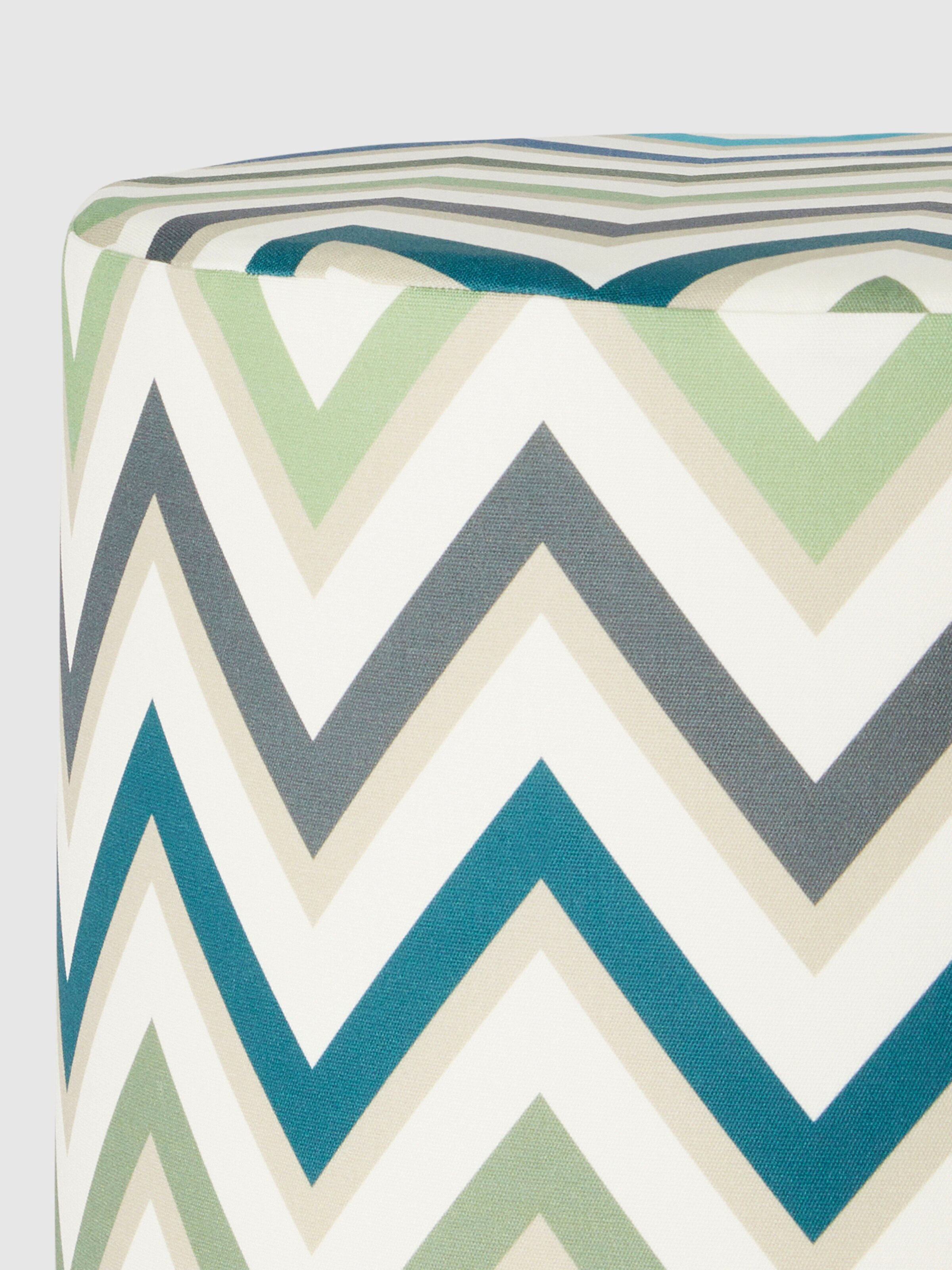 Outdoor pouf Watamu 40x30 cm in technical fabric zig zag, Green & Multicoloured  - 2