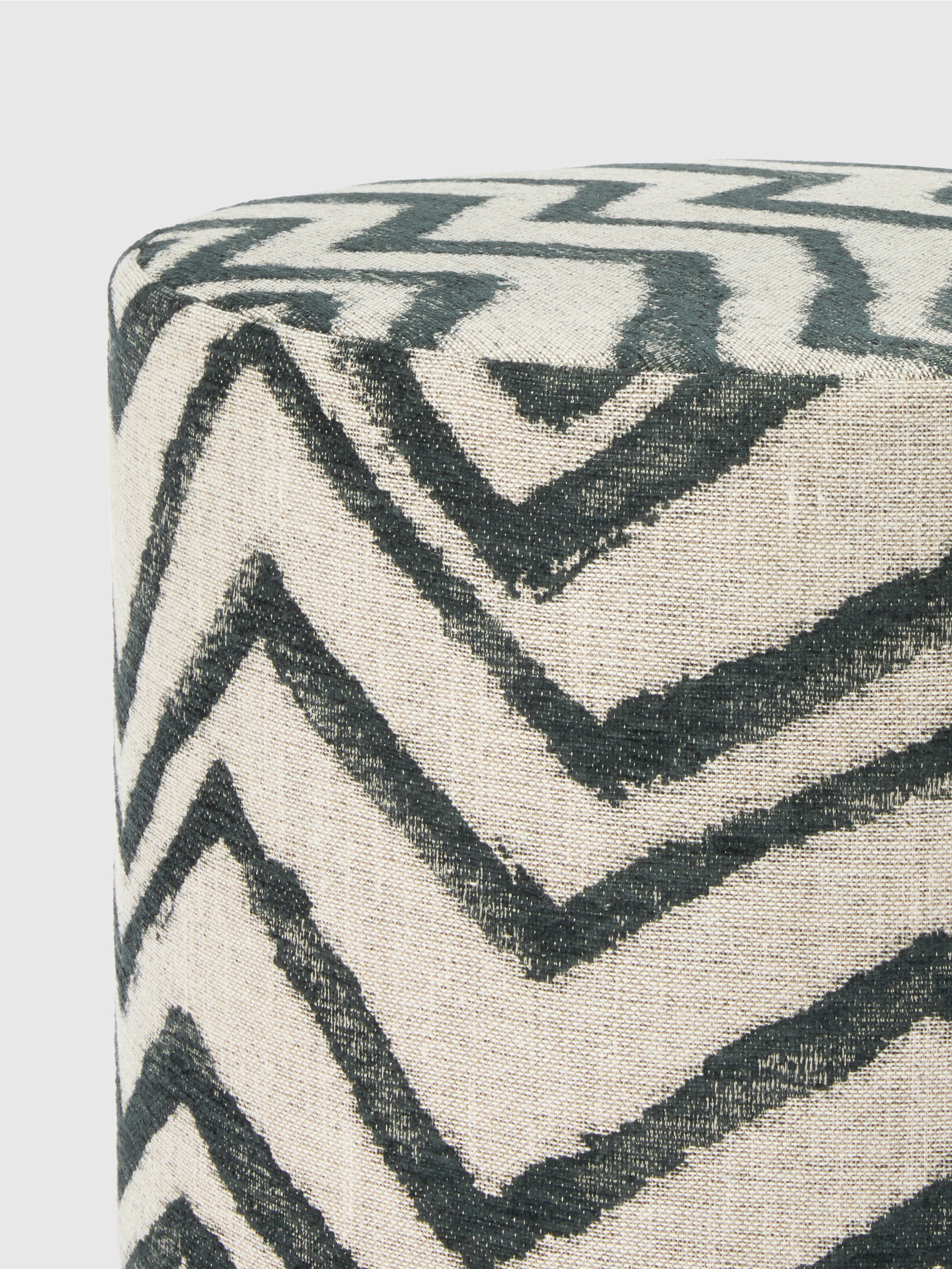 Graffiti Indoor Cylinder Pouf 40x30 cm with zig zag pattern, Beige & Multicoloured  - 2
