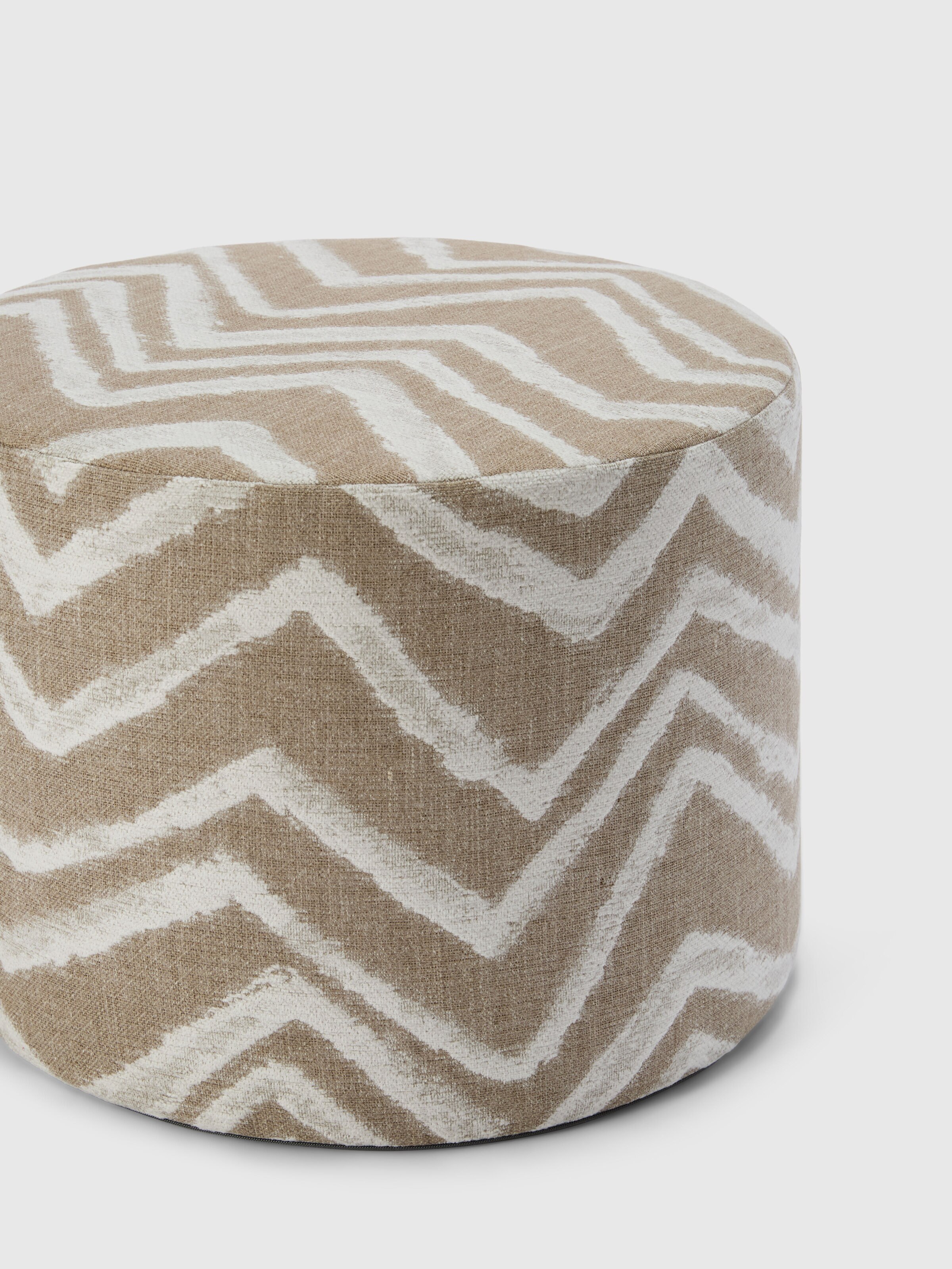 Graffiti Indoor Cylinder Pouf 40x30 cm with zig zag pattern, Beige - 1