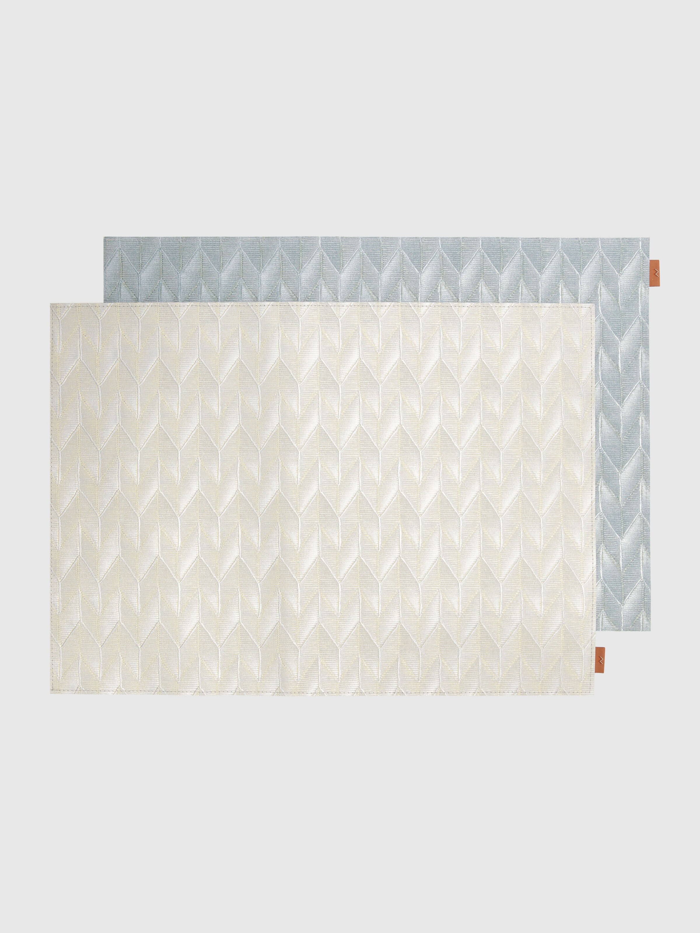 Set of two Sestriere placemats 35x48 cm with geometric pattern, Brown - 0