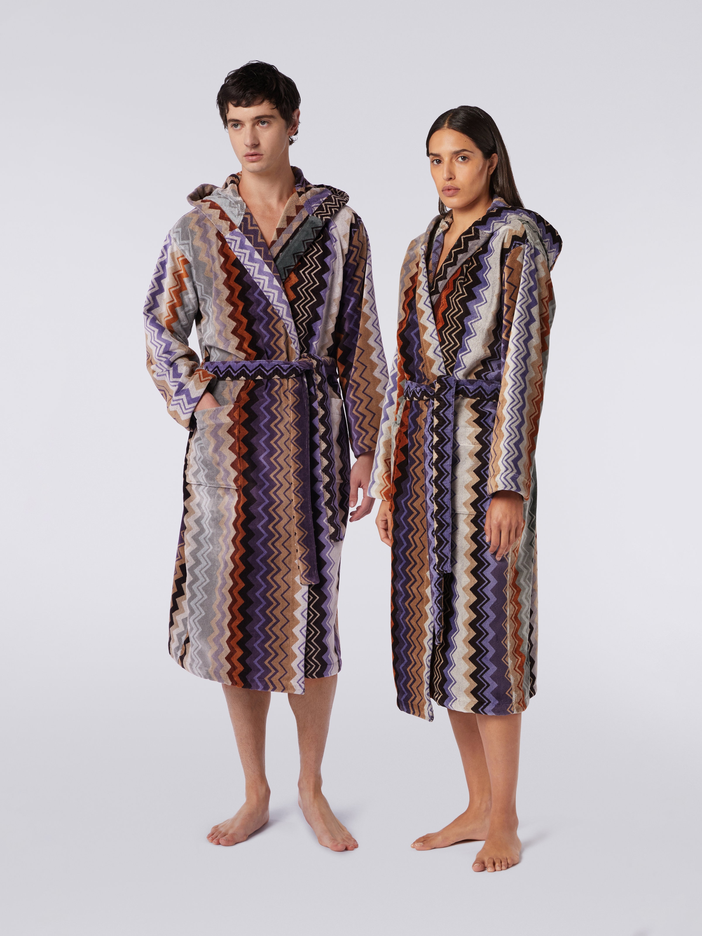 Giacomo Hooded Bathrobe, Multicoloured  - 1