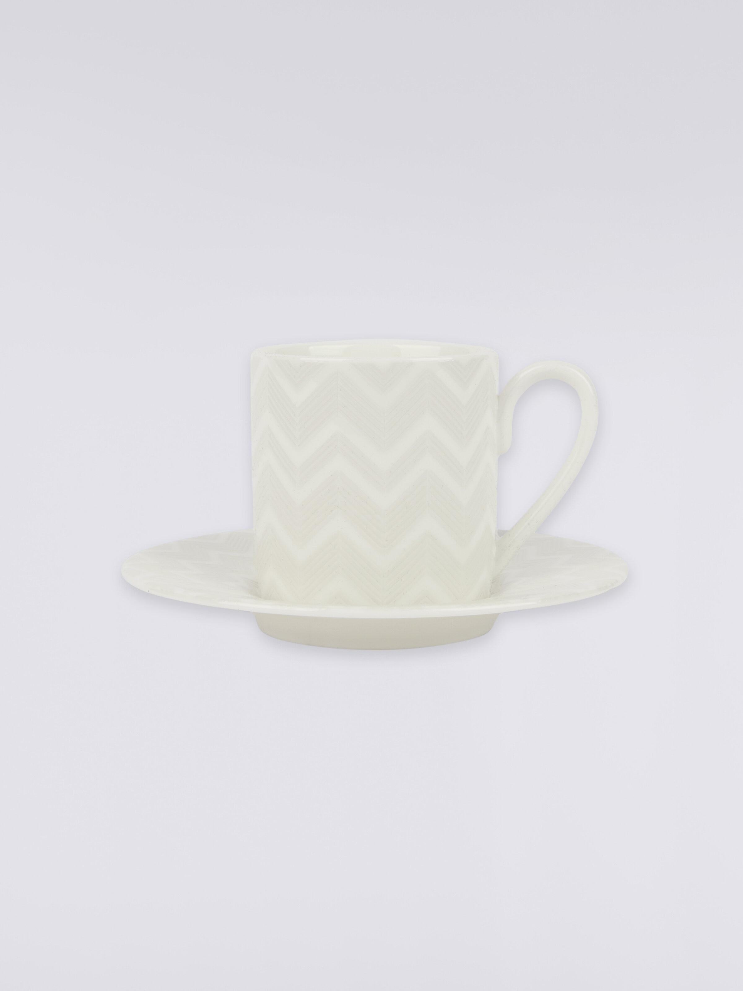 Zigzag White Set of 2 coffee cups & saucers, White  - 0