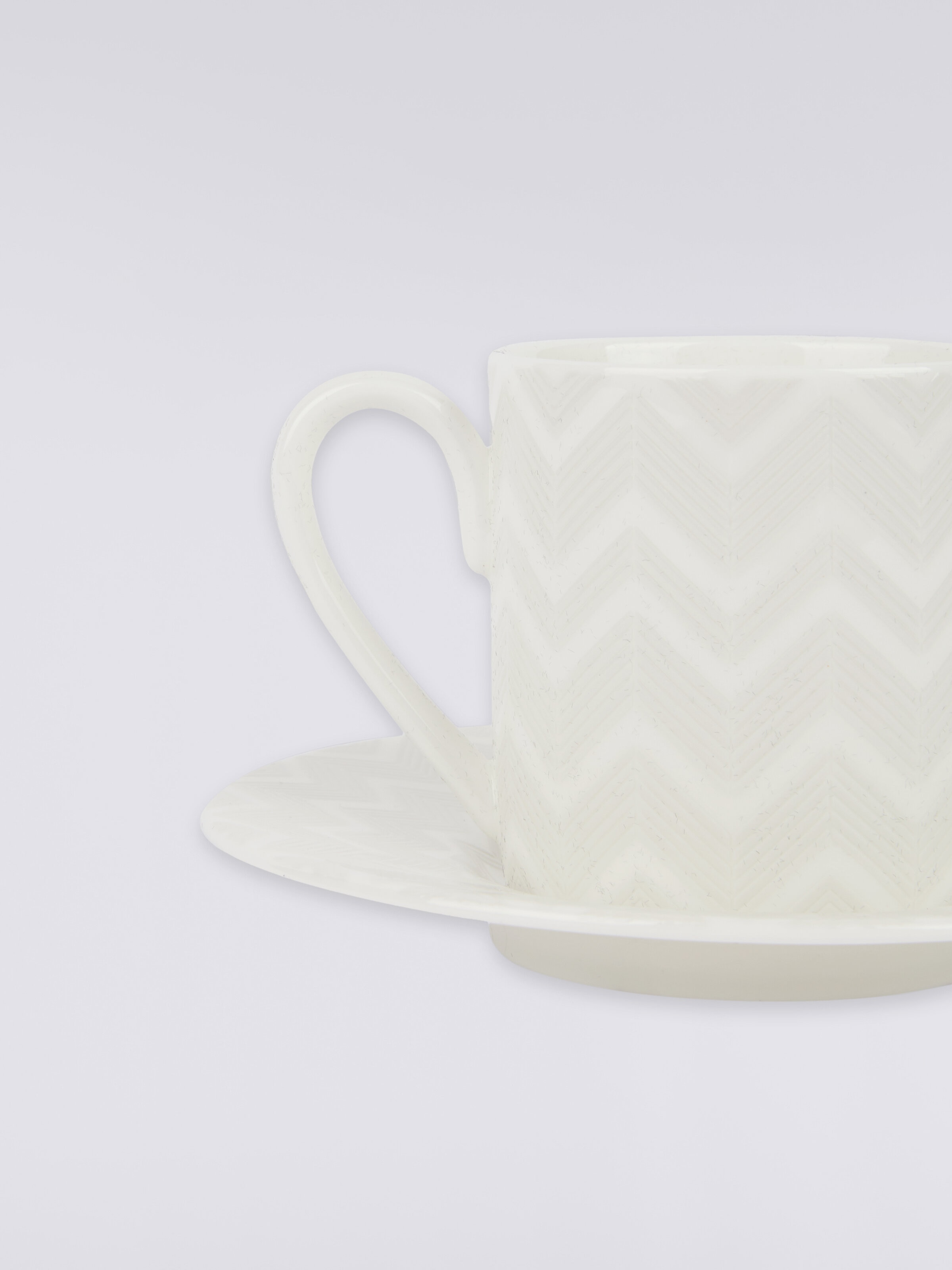 Zigzag White Set of 2 coffee cups & saucers, White  - 1