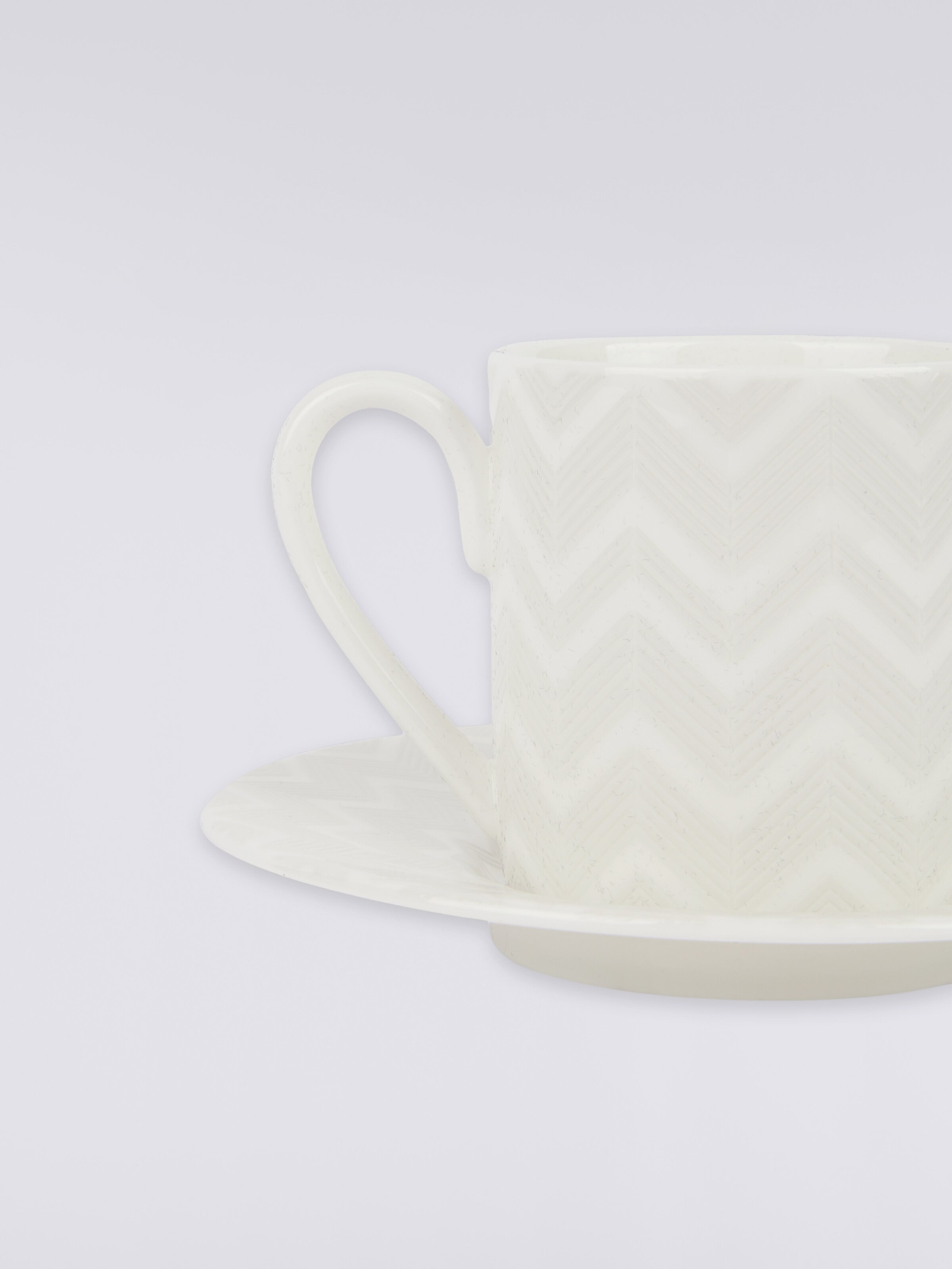 Zigzag White 2er-Set Kaffeetassen & Teller, Weiß  - 1