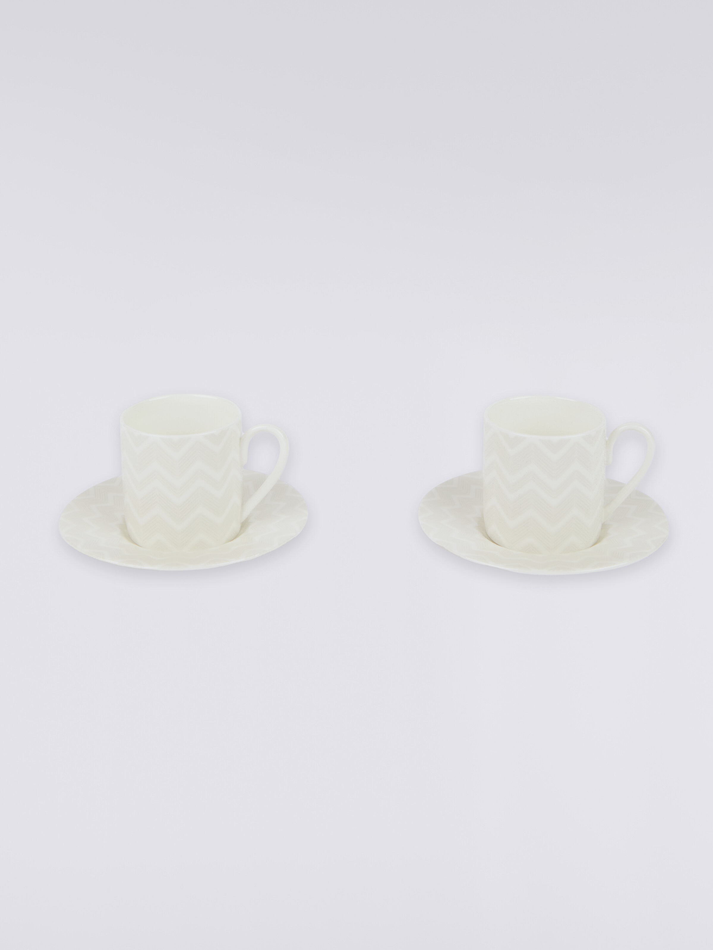 Zigzag White Set of 2 coffee cups & saucers, White  - 2