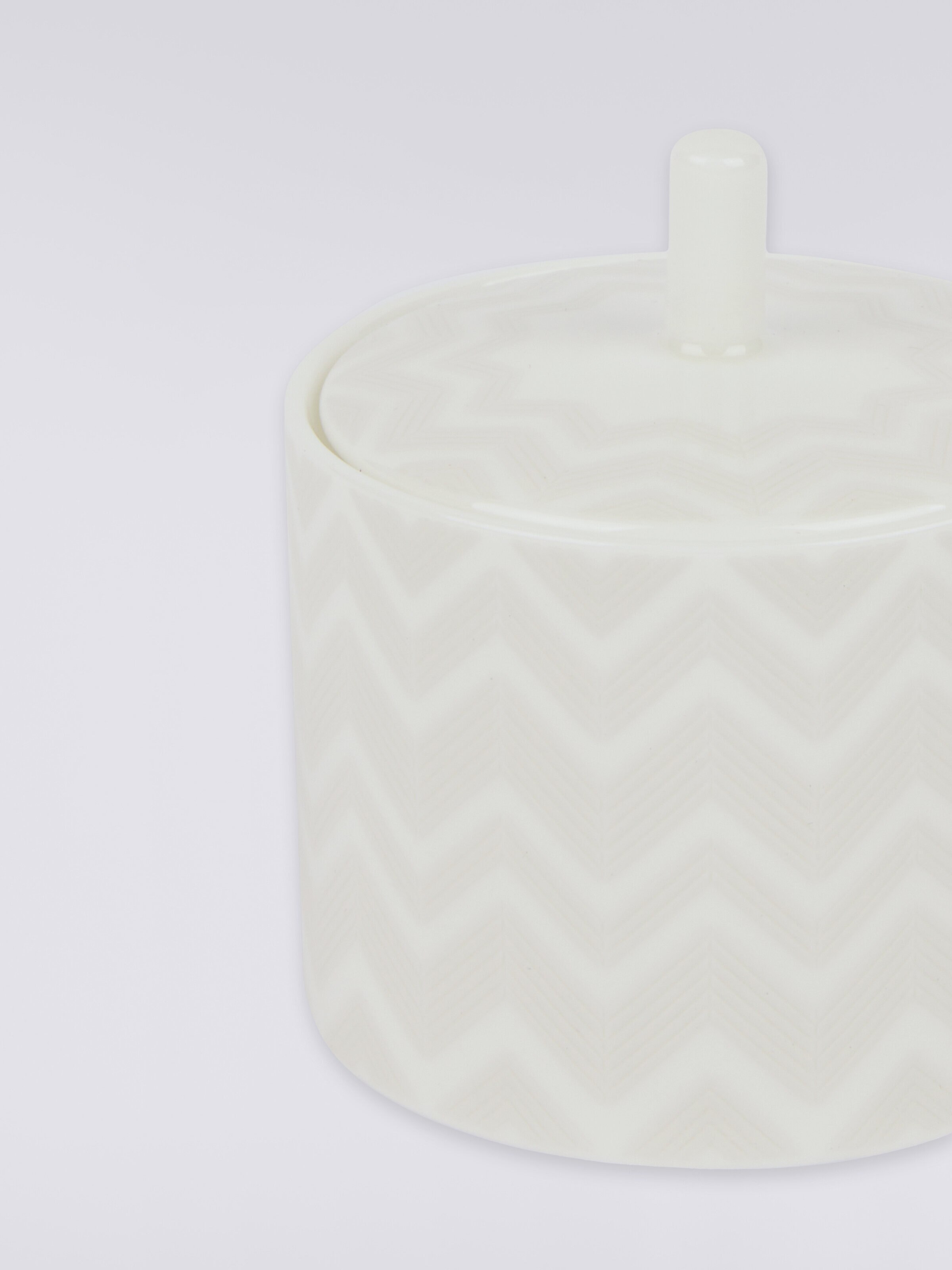 Zigzag White Sugar Bowl, White  - 1