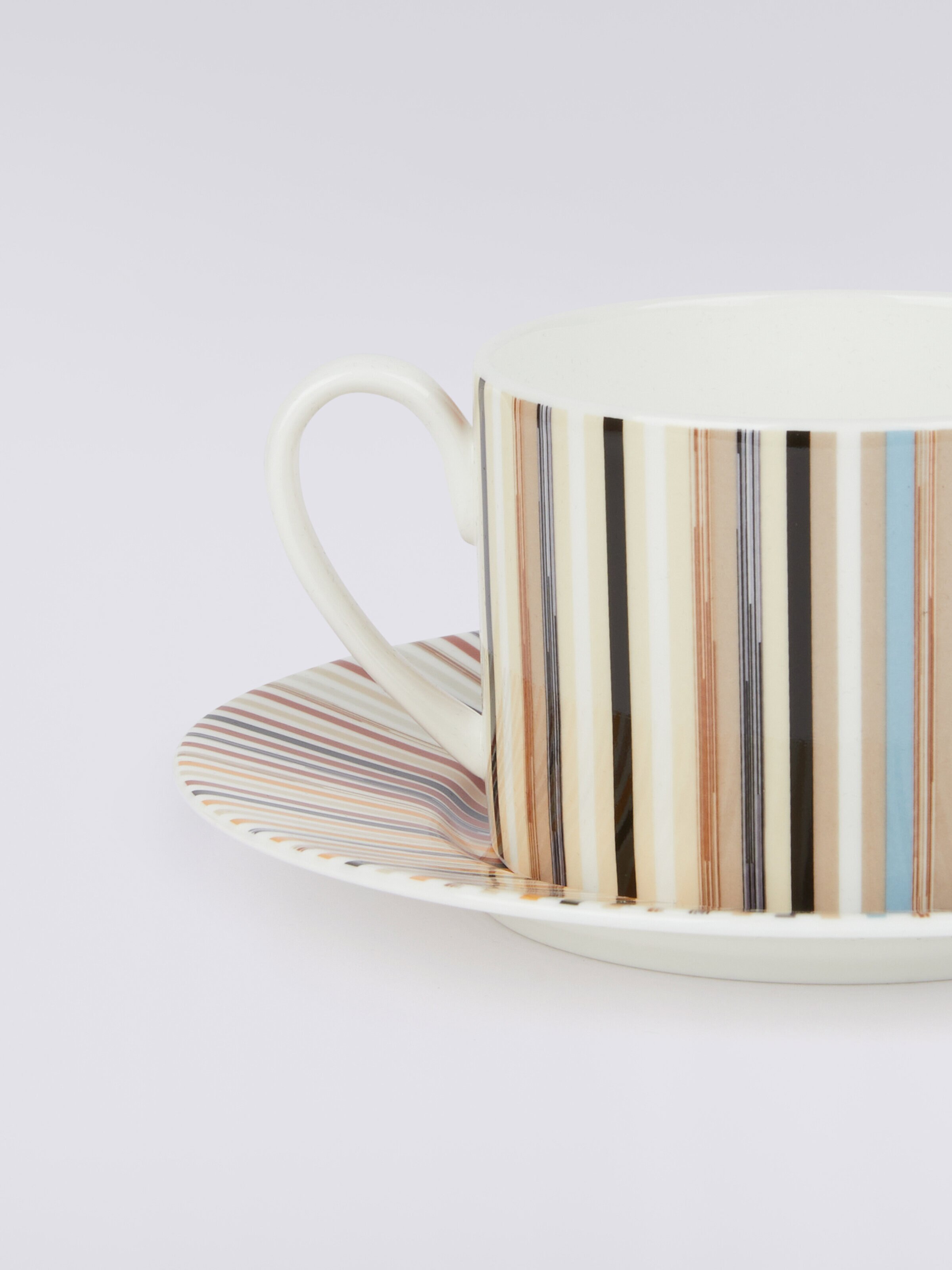 Stripes Jenkins Juego de 2 tazas de té y plato, Blanco  - 1