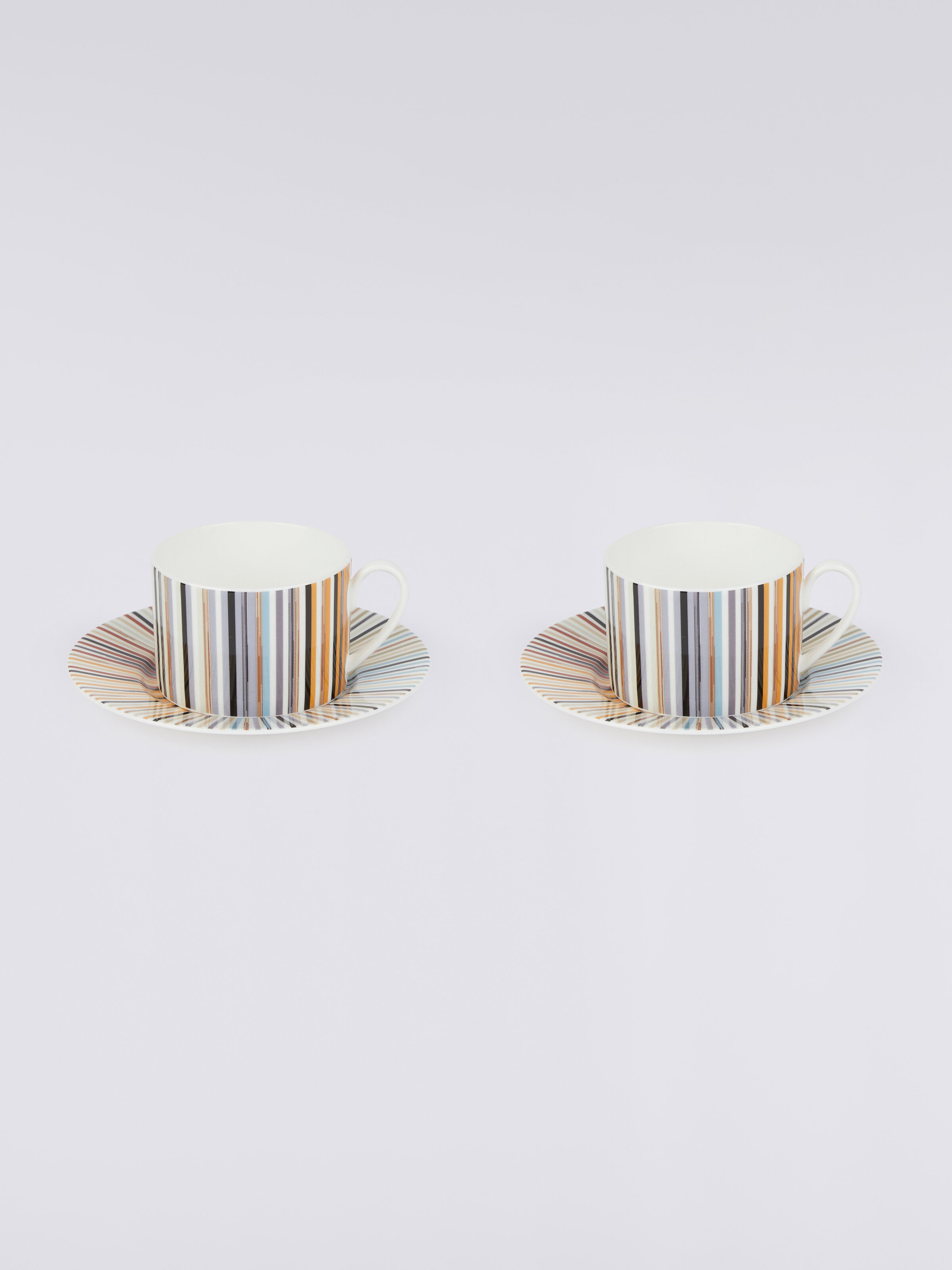 Stripes Jenkins Set of 2 tea cups & saucers, White  - 2