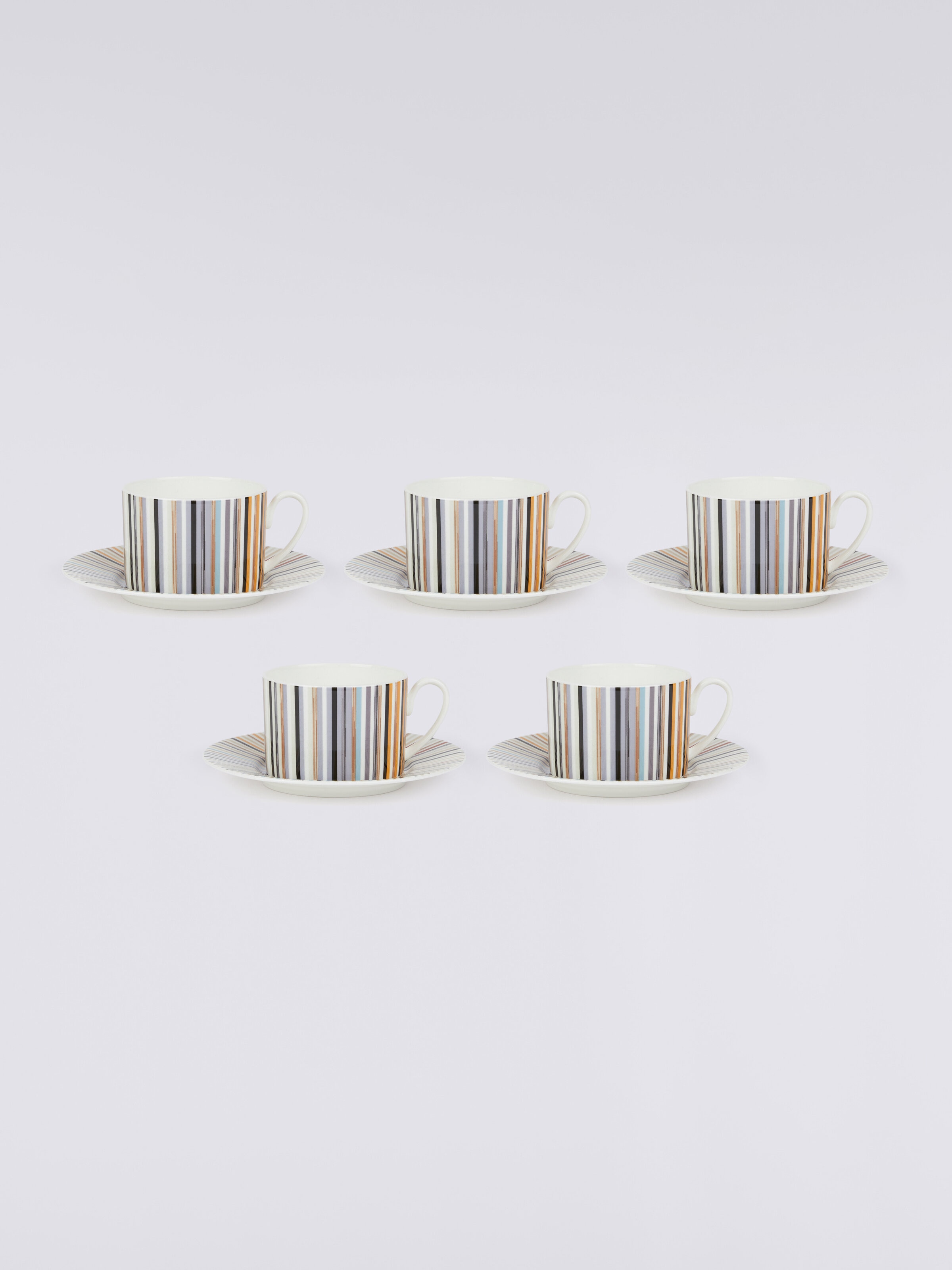 Stripes Jenkins Set of 6 tea cups & saucers, White  - 2