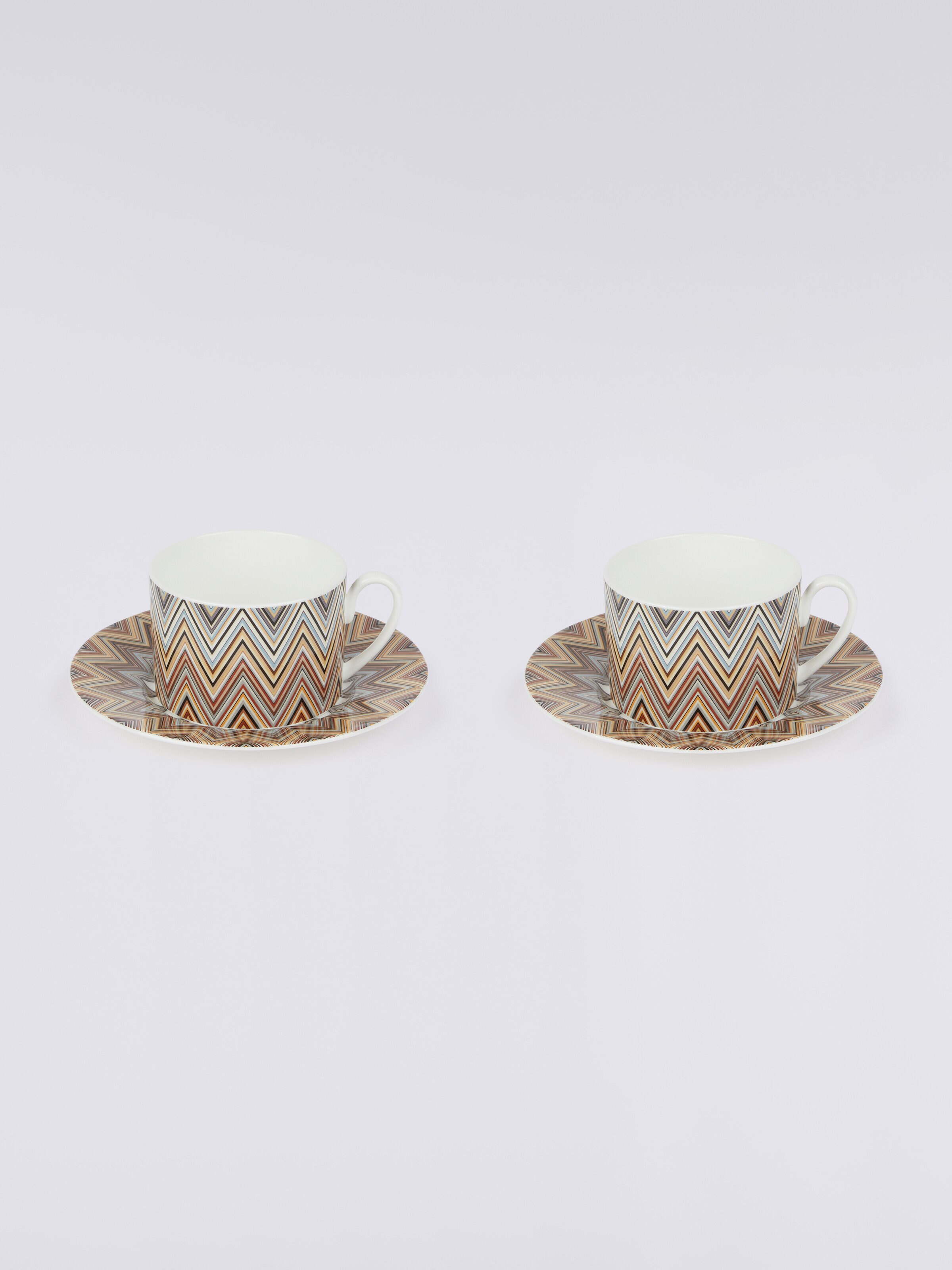 Zigzag Jarris Set of 2 tea cups & saucers, White  - 2