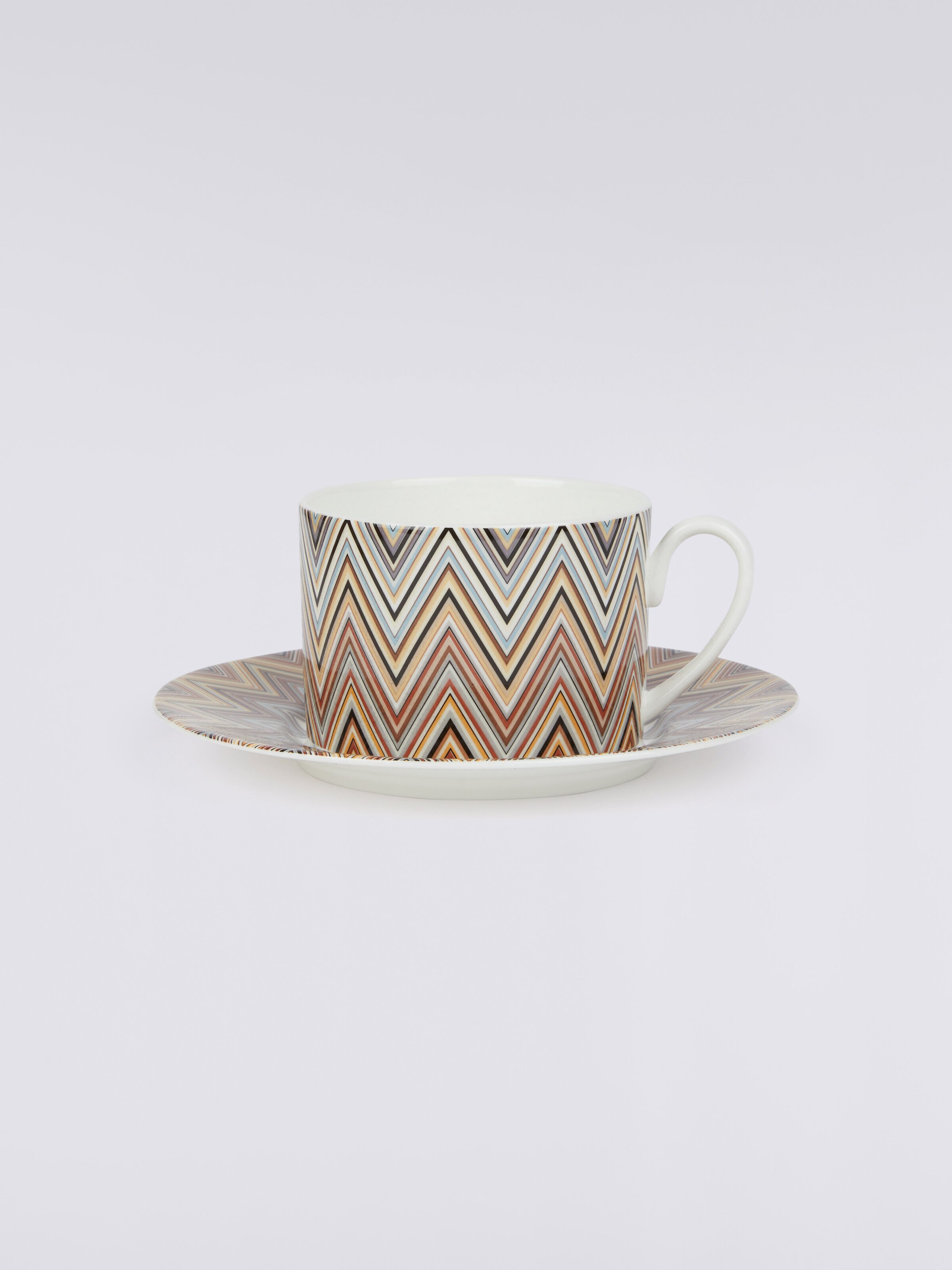 Zigzag Jarris Set of 6 tea cups & saucers, White  - 0
