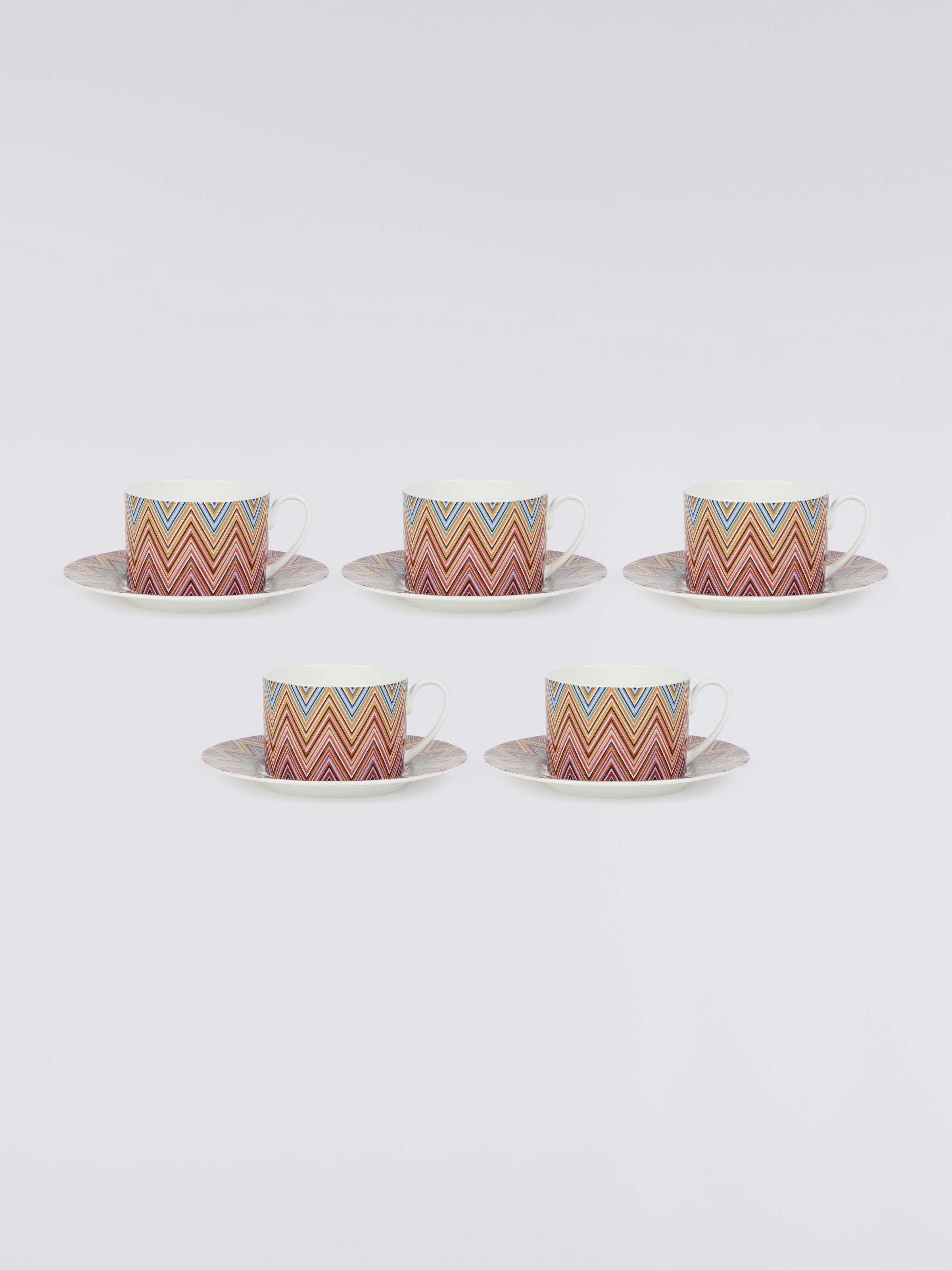 Zigzag Jarris Tazza Tè Set 6 Pz C/Piattino, Rosso  - 2