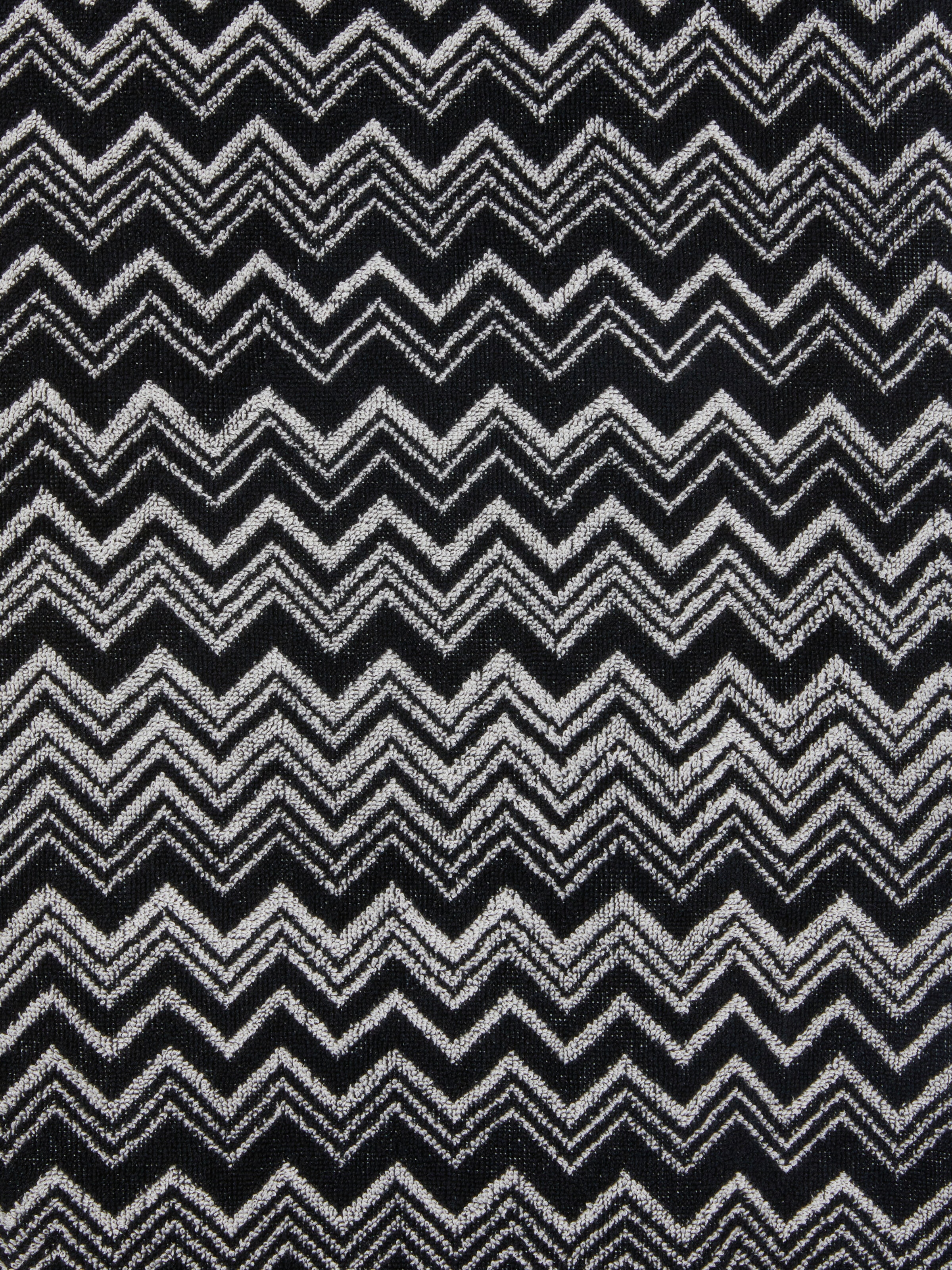 Keith chevron cotton terry bathrobe, Black & White - 3