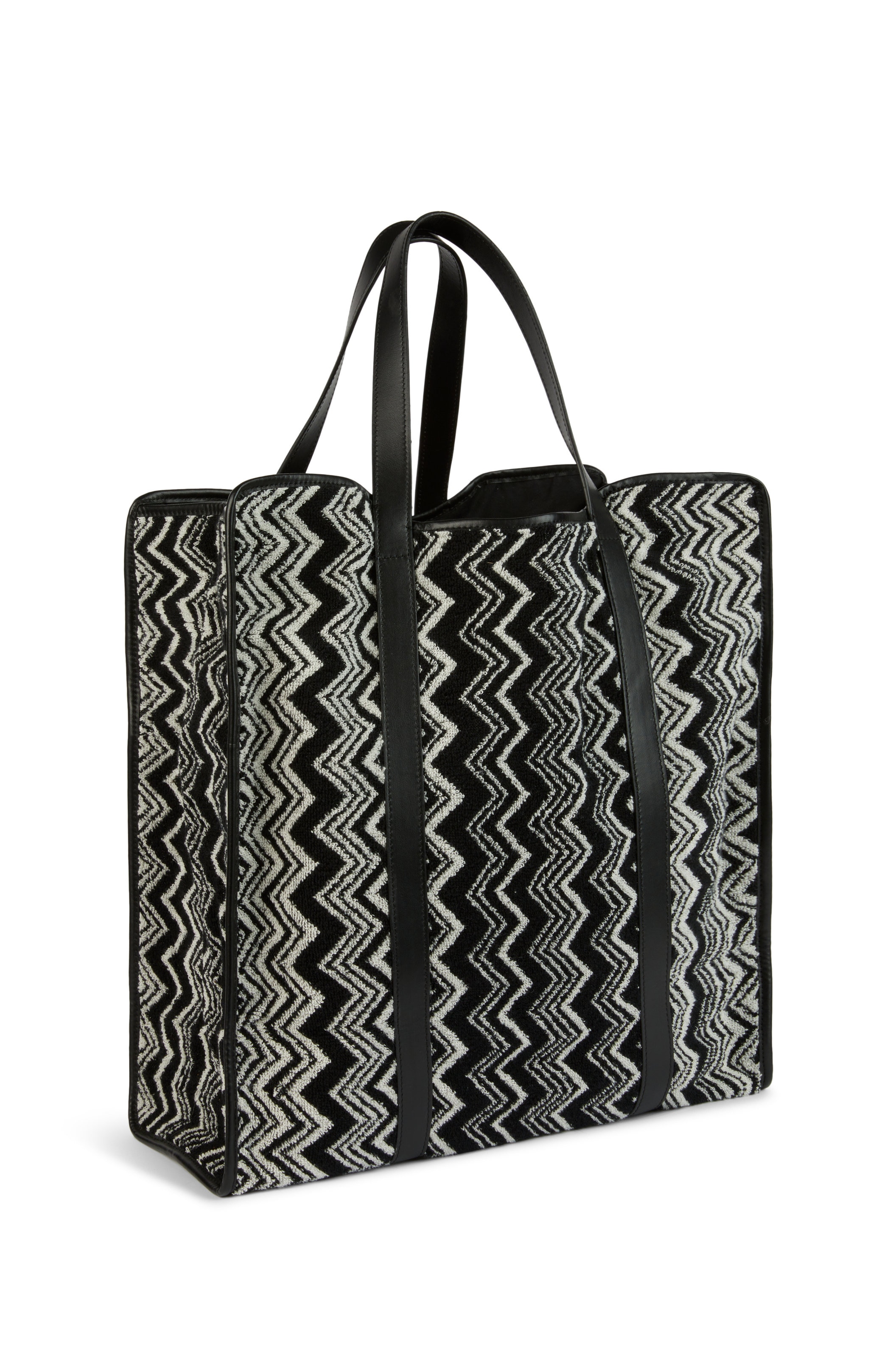 Sporta Keith 40x40 cm in spugna di cotone zig zag, Nero & Bianco - 2