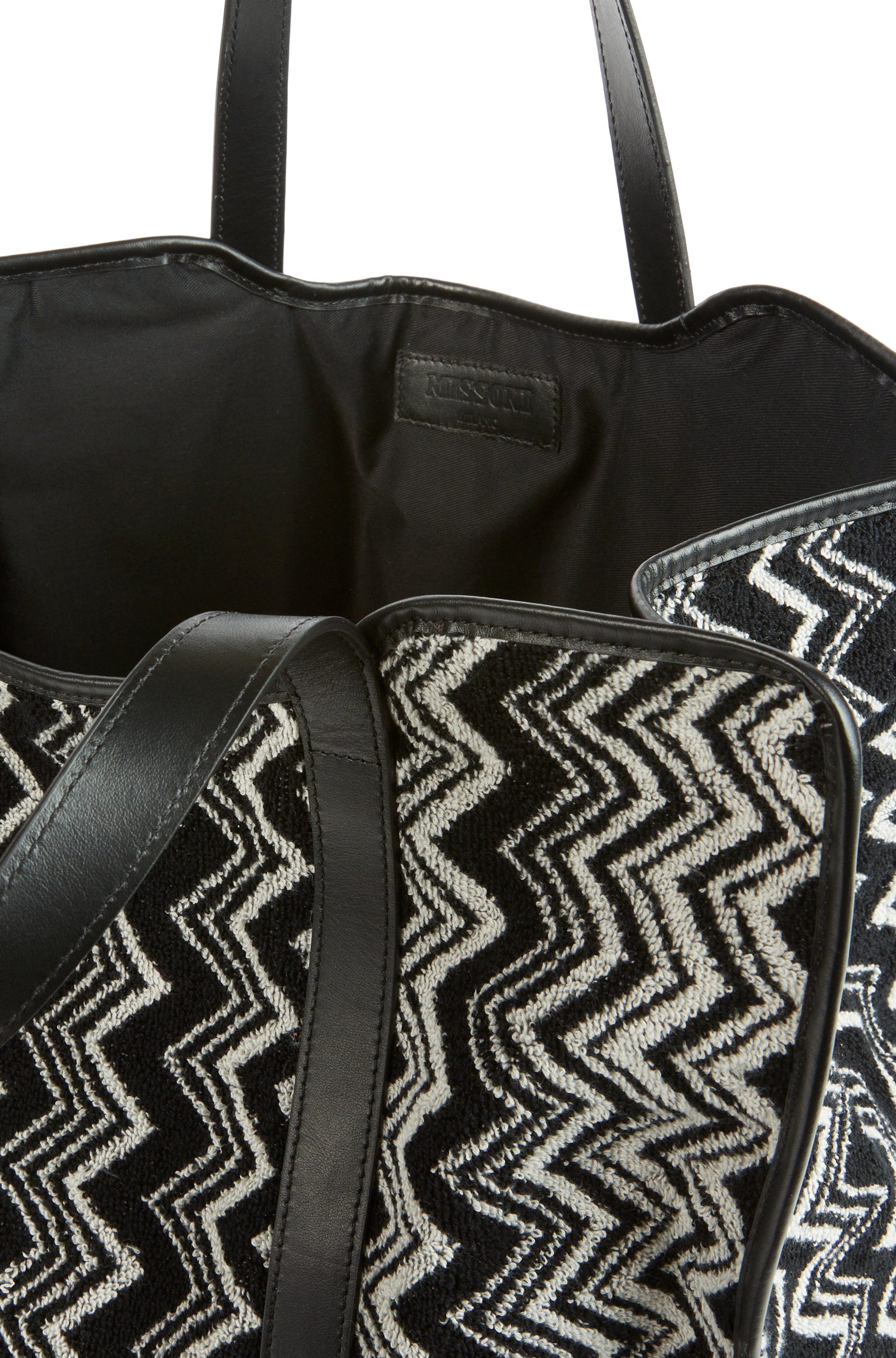 Sporta Keith 40x40 cm in spugna di cotone zig zag, Nero & Bianco - 4
