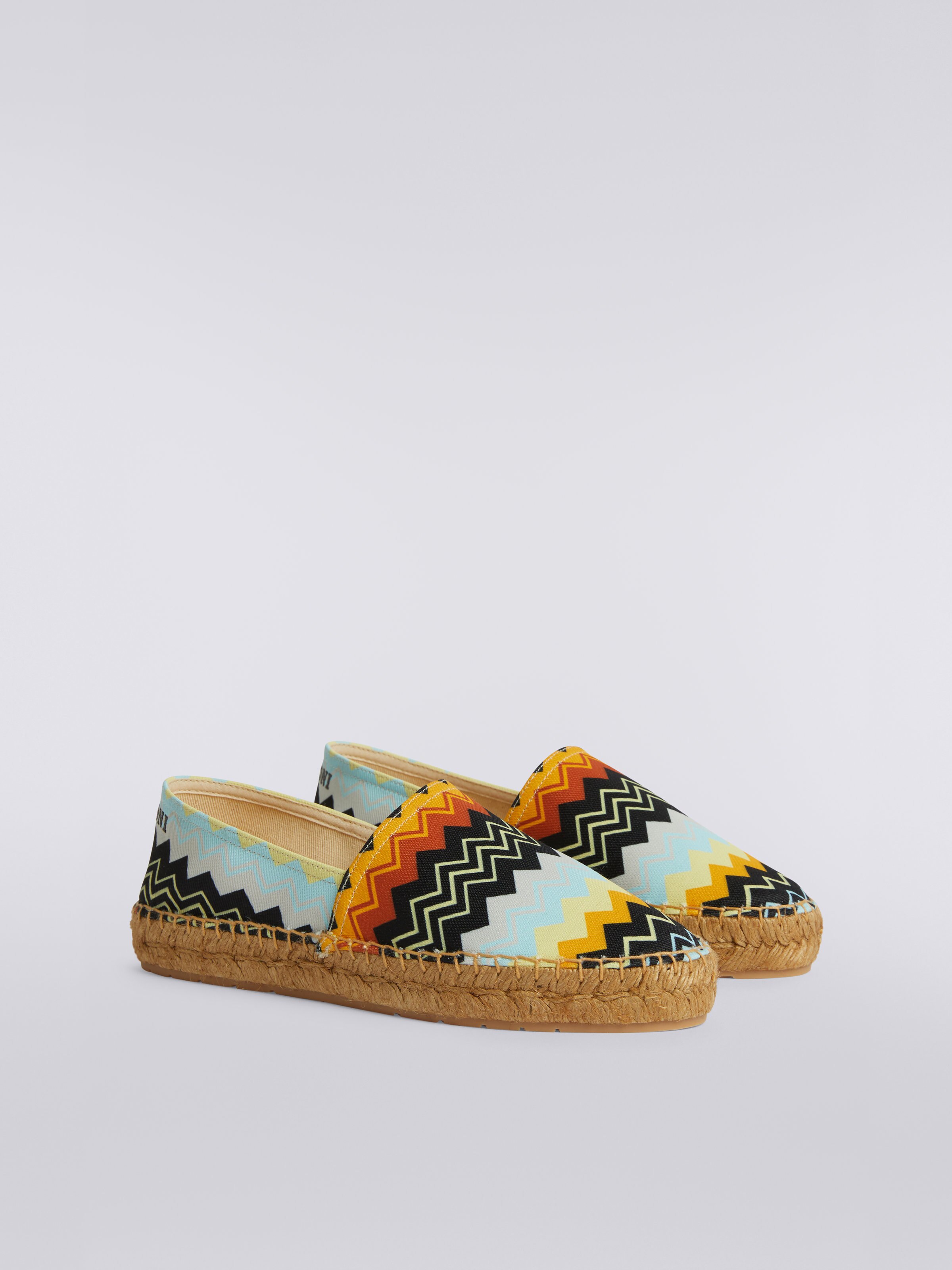 Espadrilles flat in canvas stampato con scritta logo, Multicolore  - 1