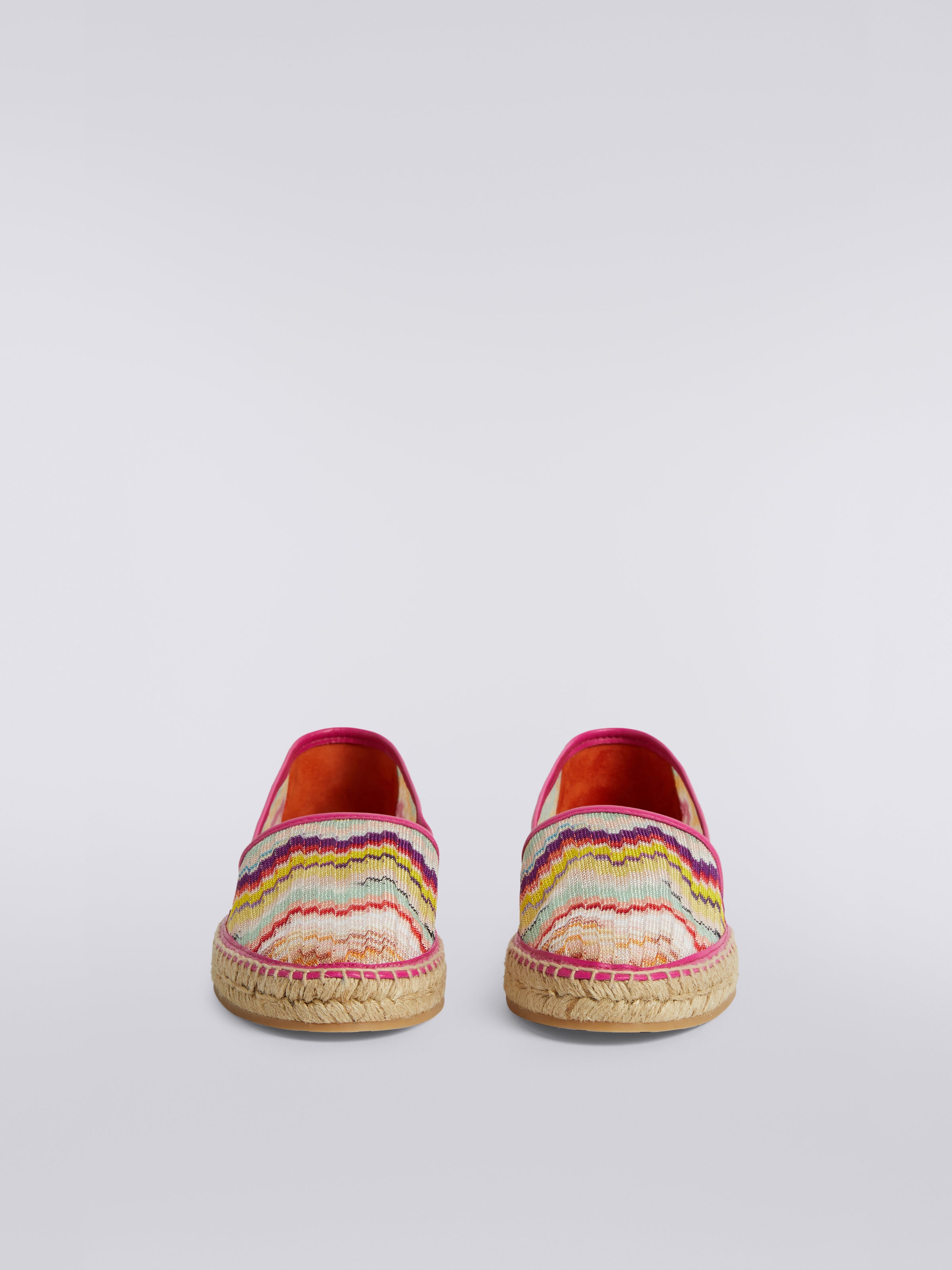 Flat espadrilles in zigzag fabric with rope sole, Multicoloured  - 2
