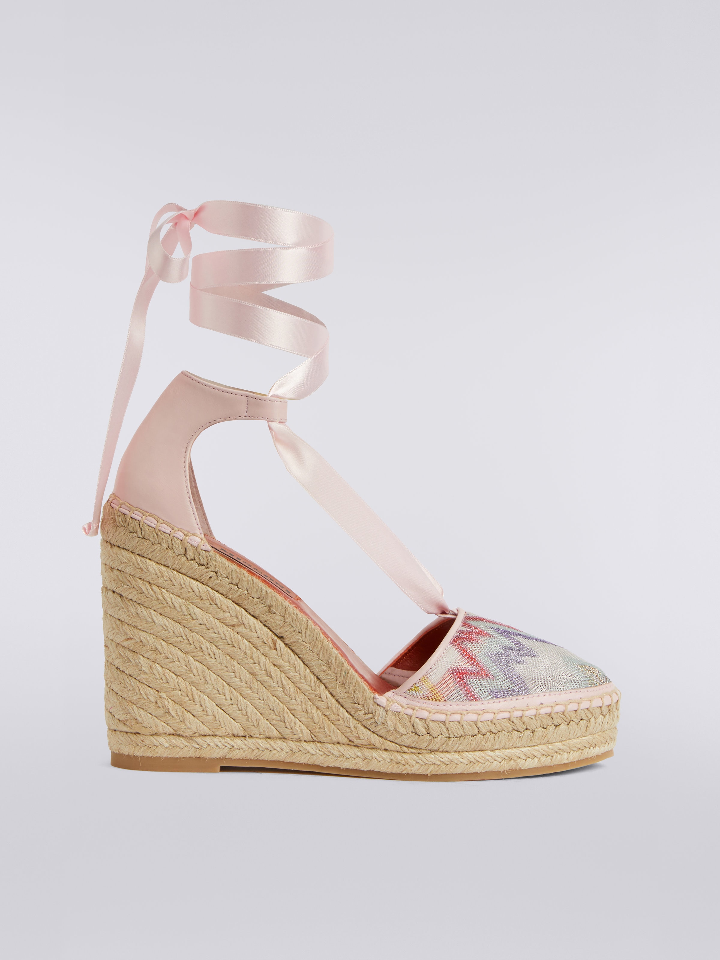 Espadrilles à semelle compensée en tissu lurex, Multicolore  - 0