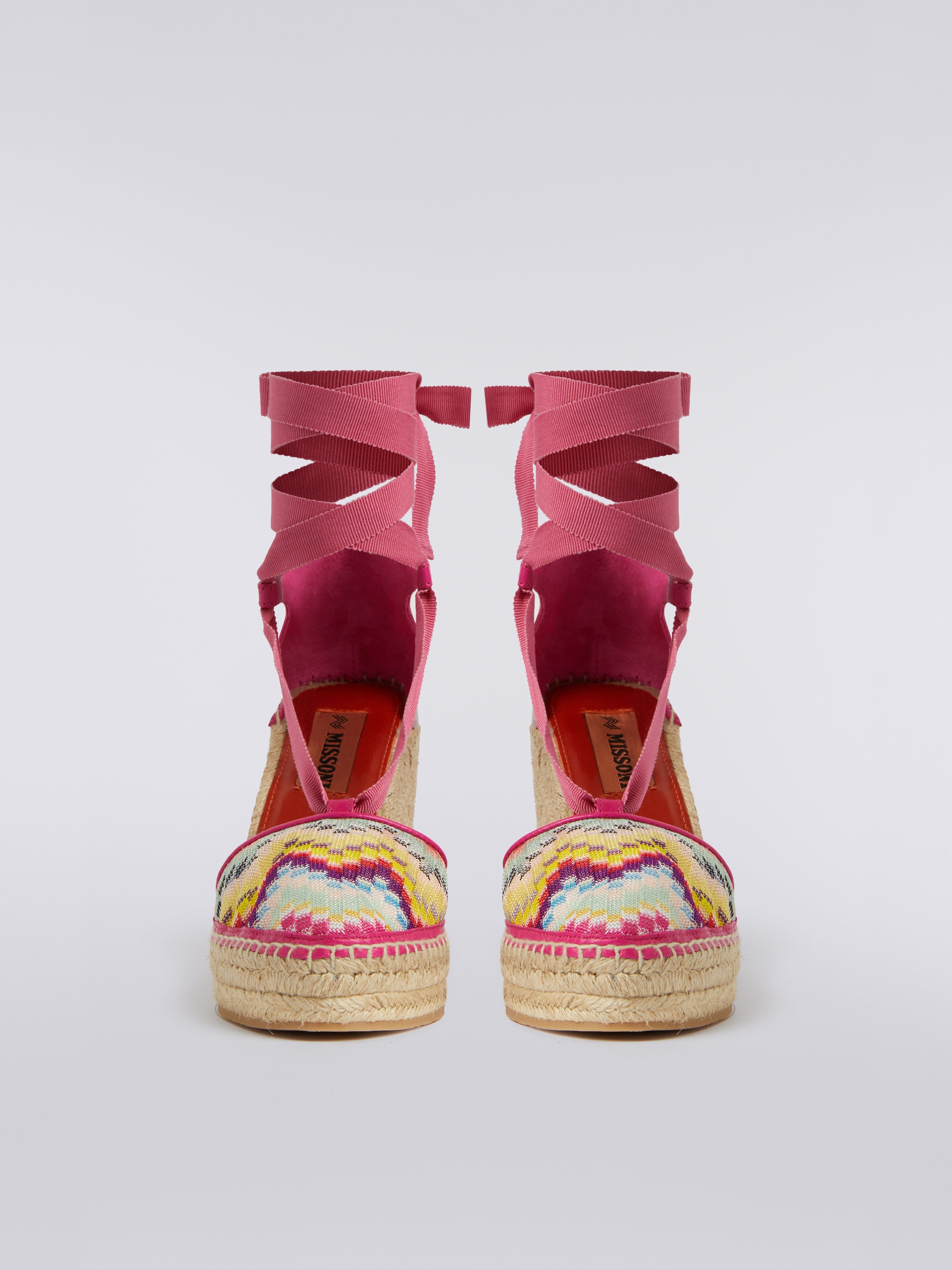 Espadrilles with chevron fabric upper and wedge, Multicoloured  - 2