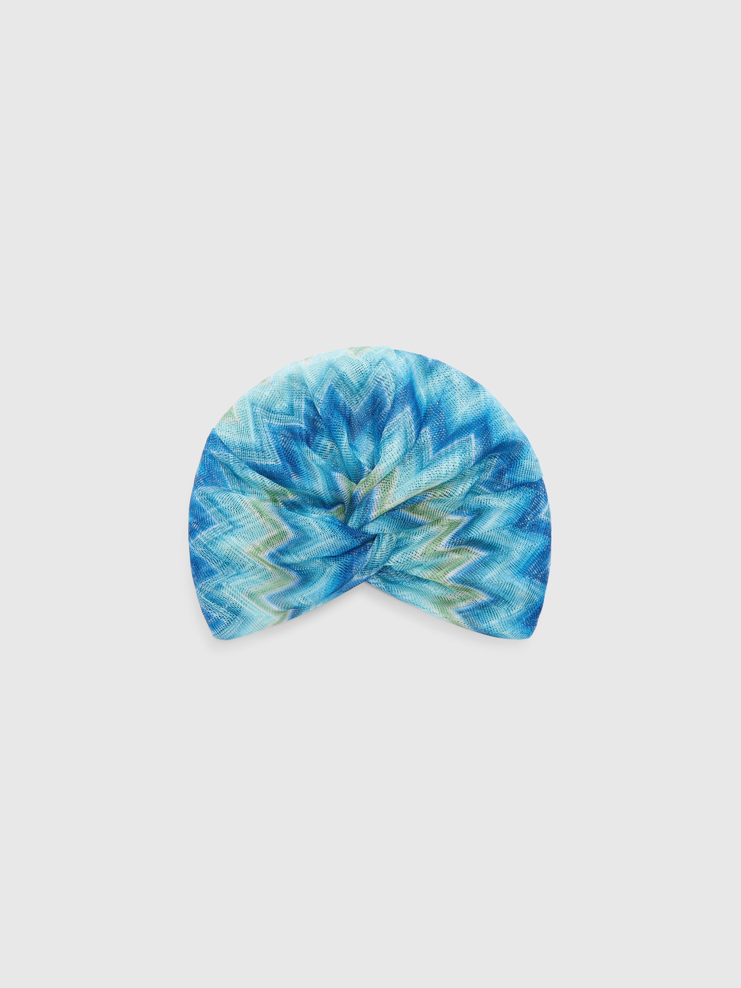Turbante con rayas degradadas, Azul Oscuro & Verde  - 0