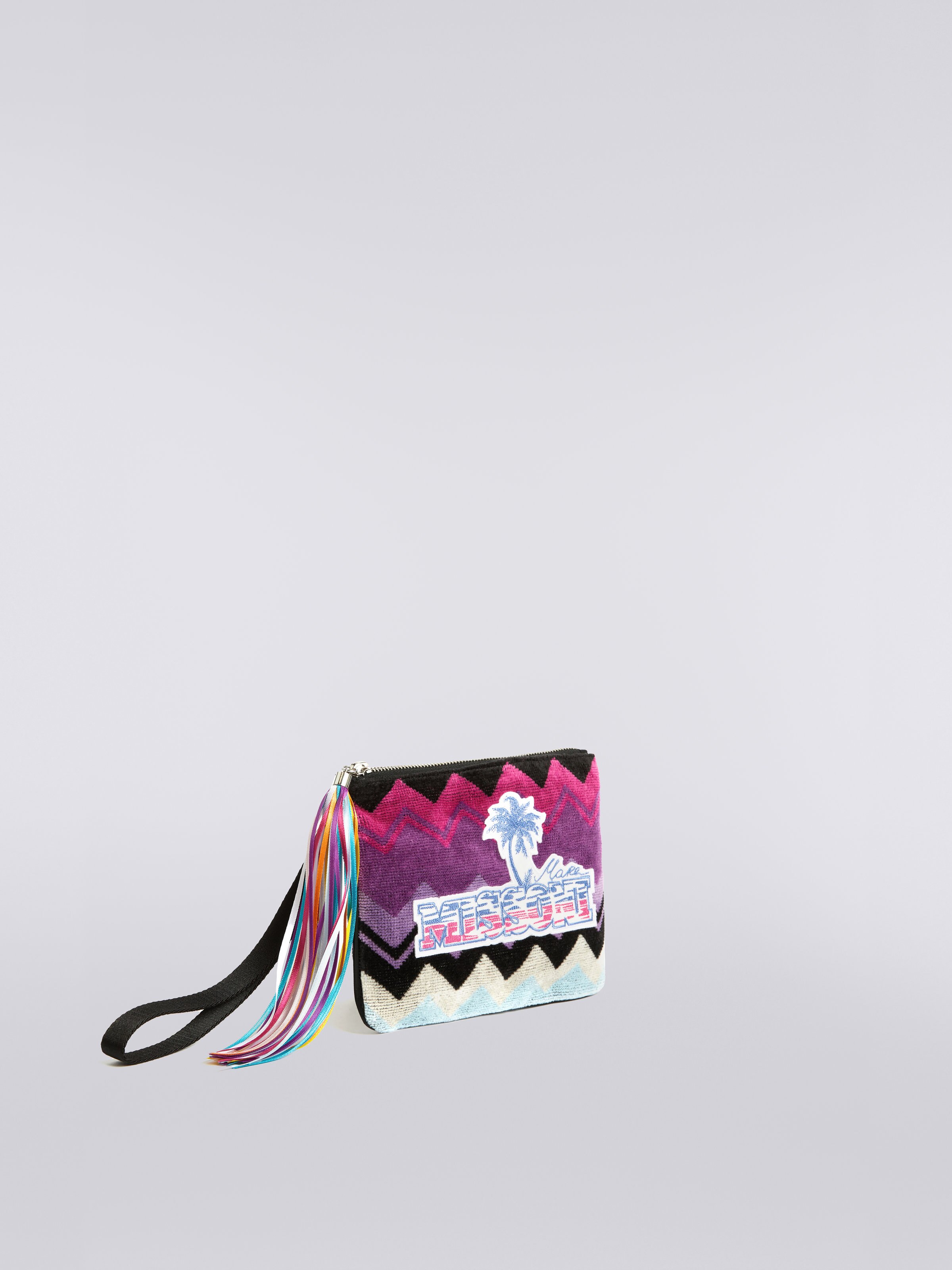 Cotton terry clutch with logo patch, Multicoloured  - 1