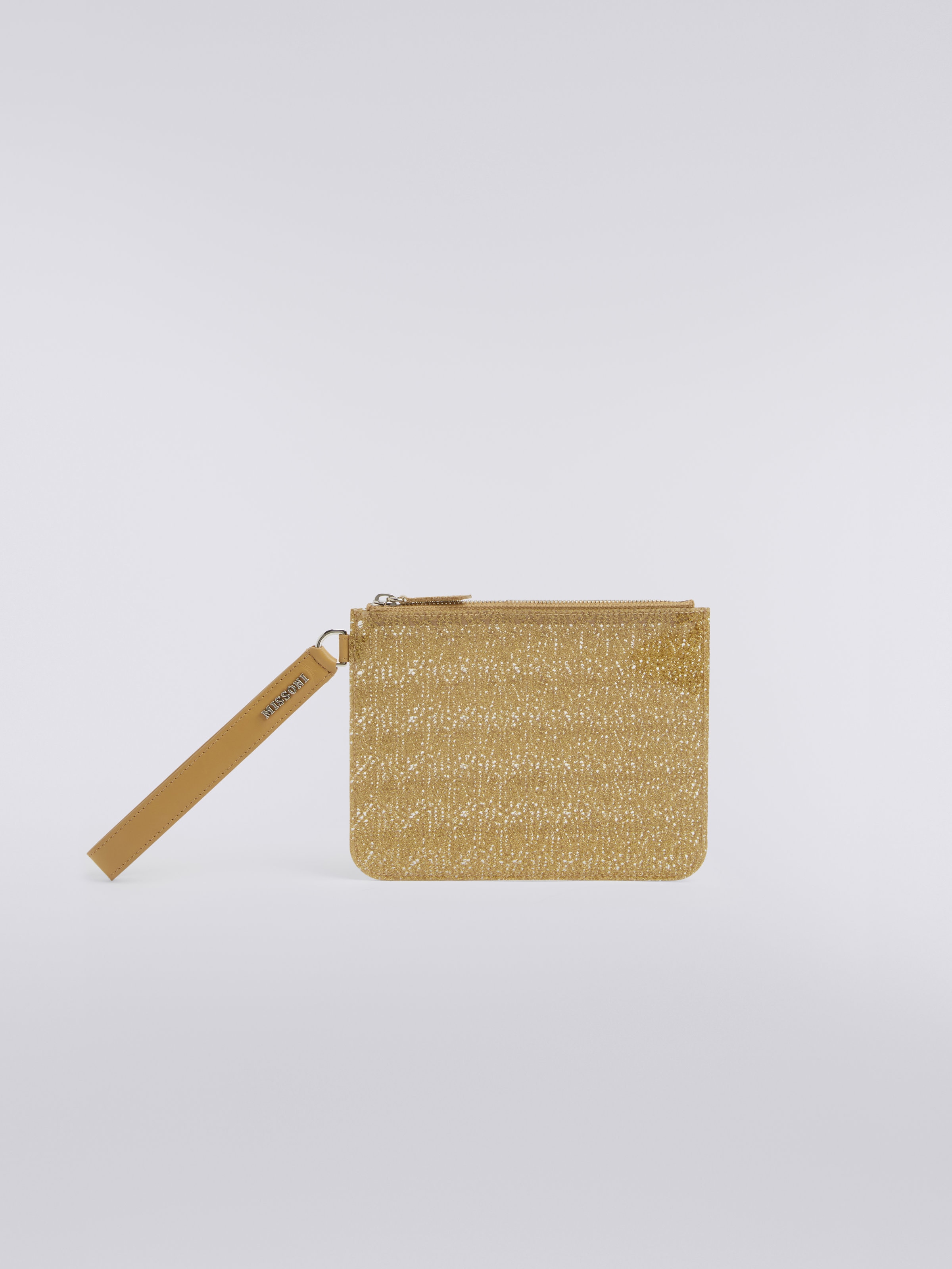 PVC coated lace effect fabric clutch Ochre Yellow Lam Missoni