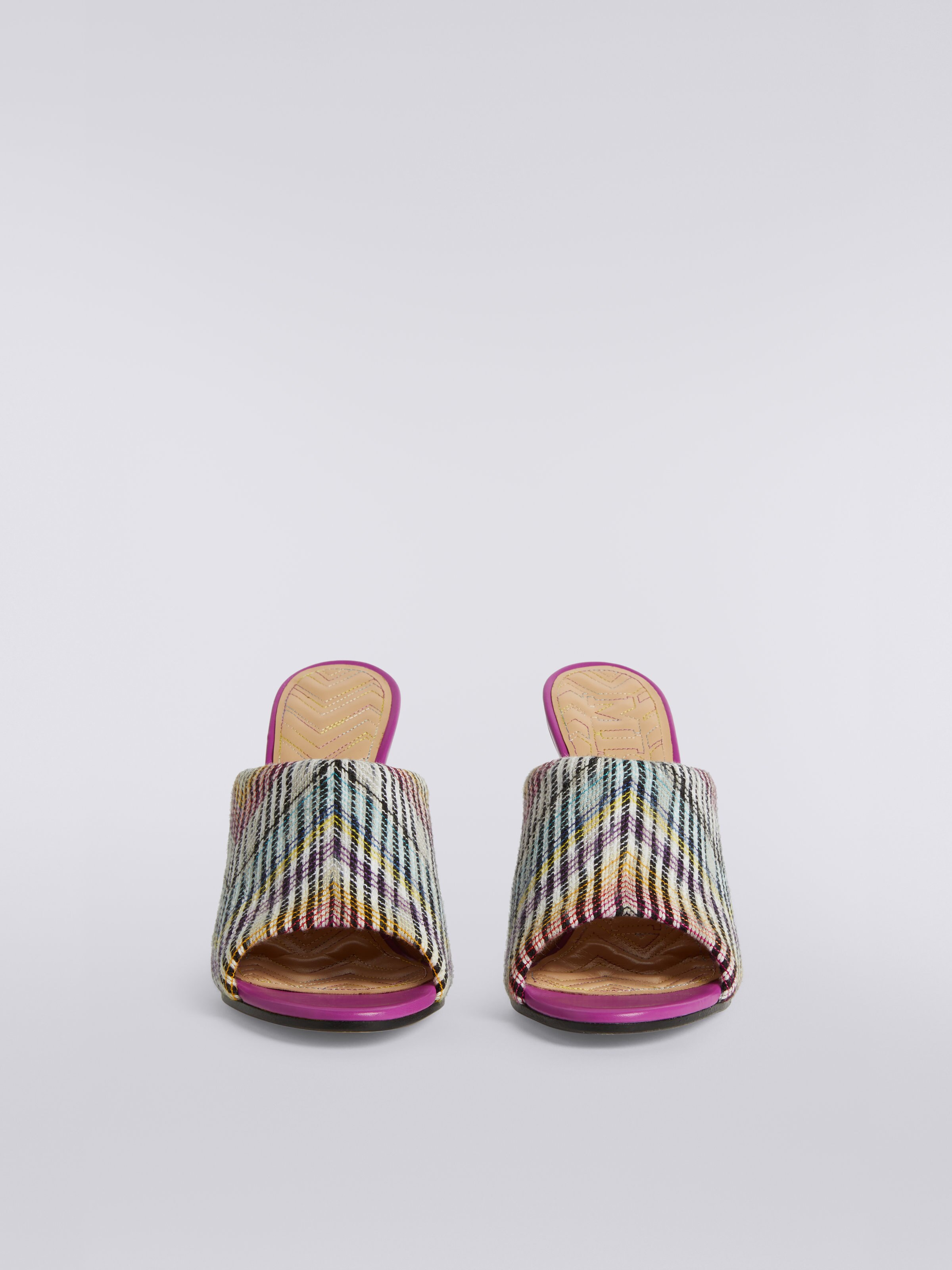 Sandales mule à talon recouvertes de tissu multicolore, Multicolore  - 2