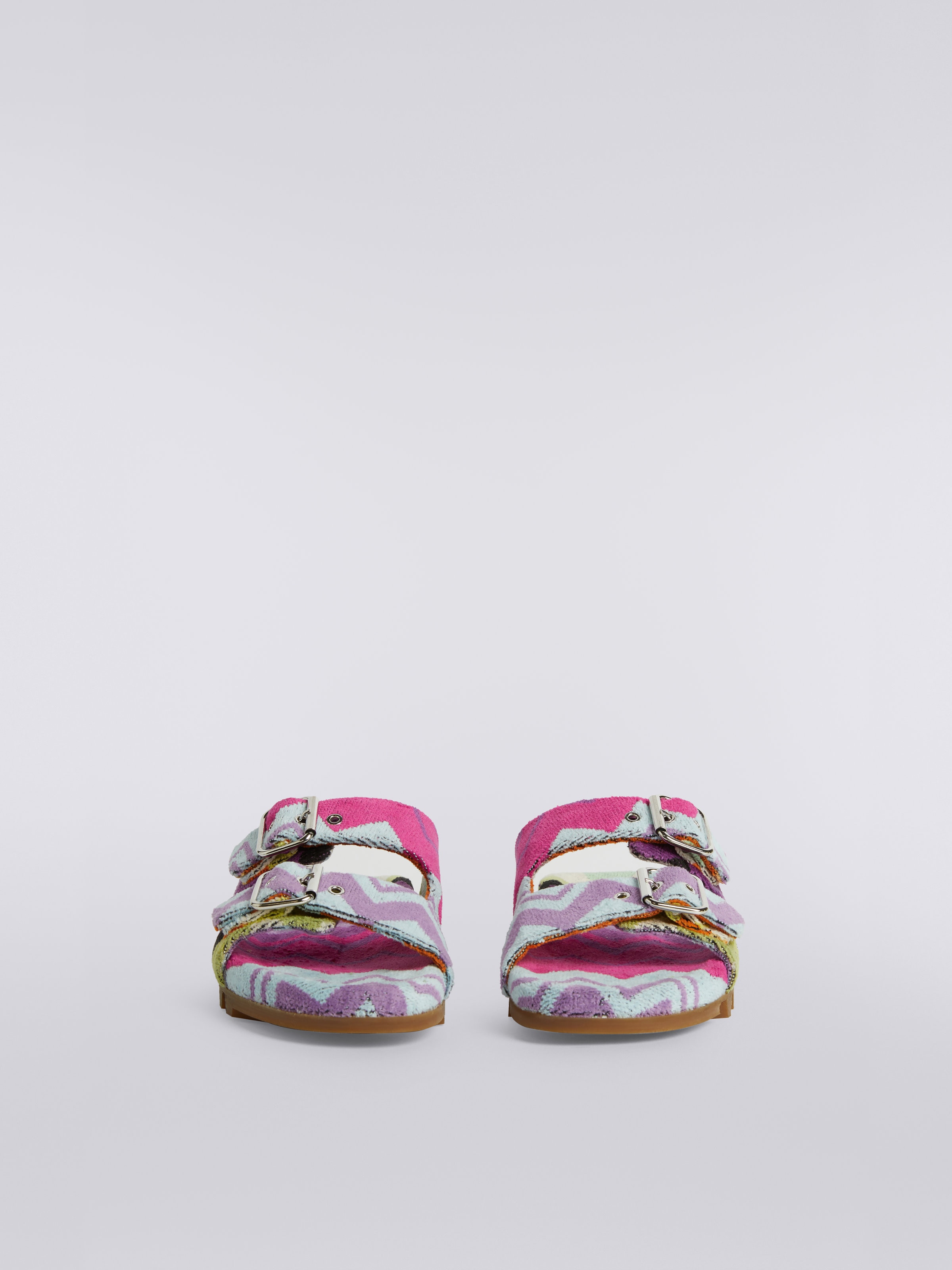 Flat sandals with double zigzag terry band, Multicoloured  - 2