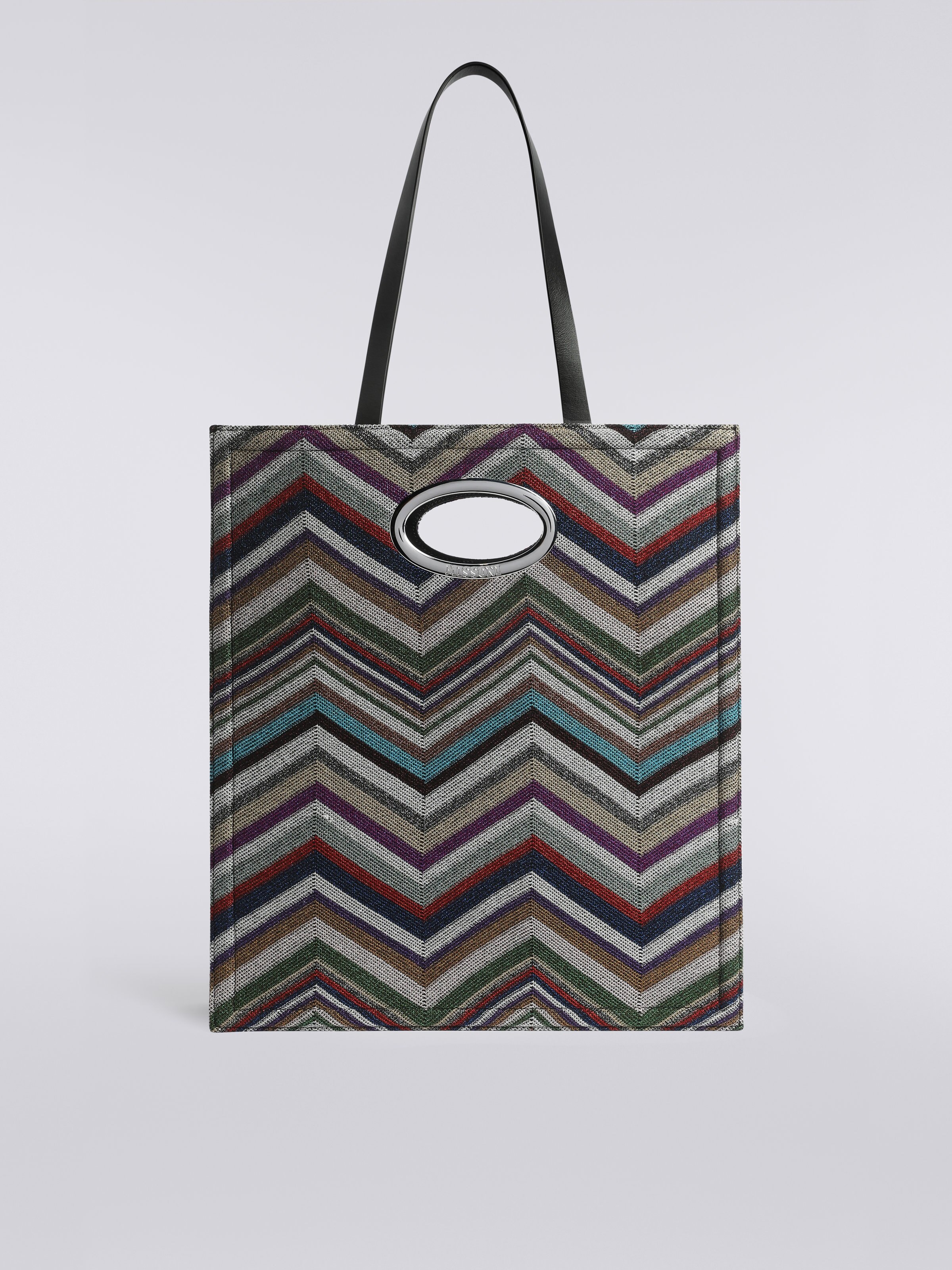 Wool and viscose chevron bag with lurex, Multicoloured  - 0
