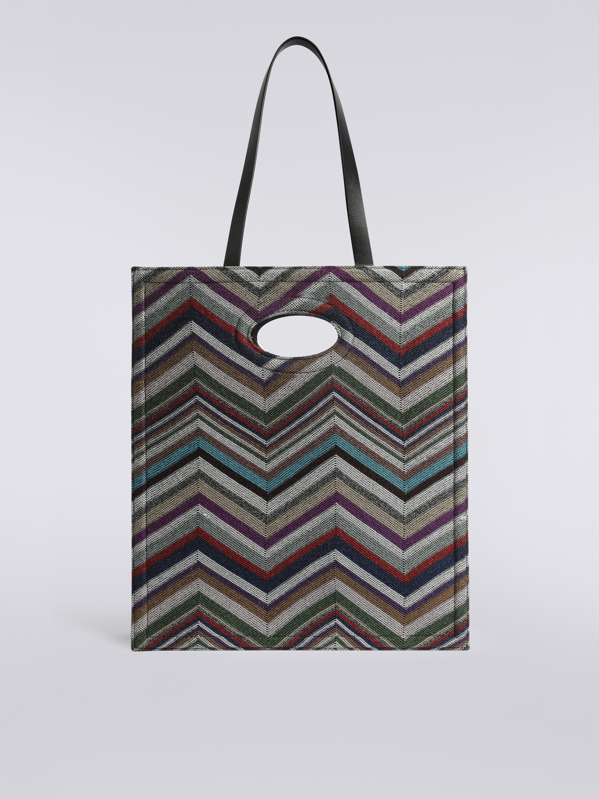 Wool and viscose chevron bag with lurex, Multicoloured  - 2