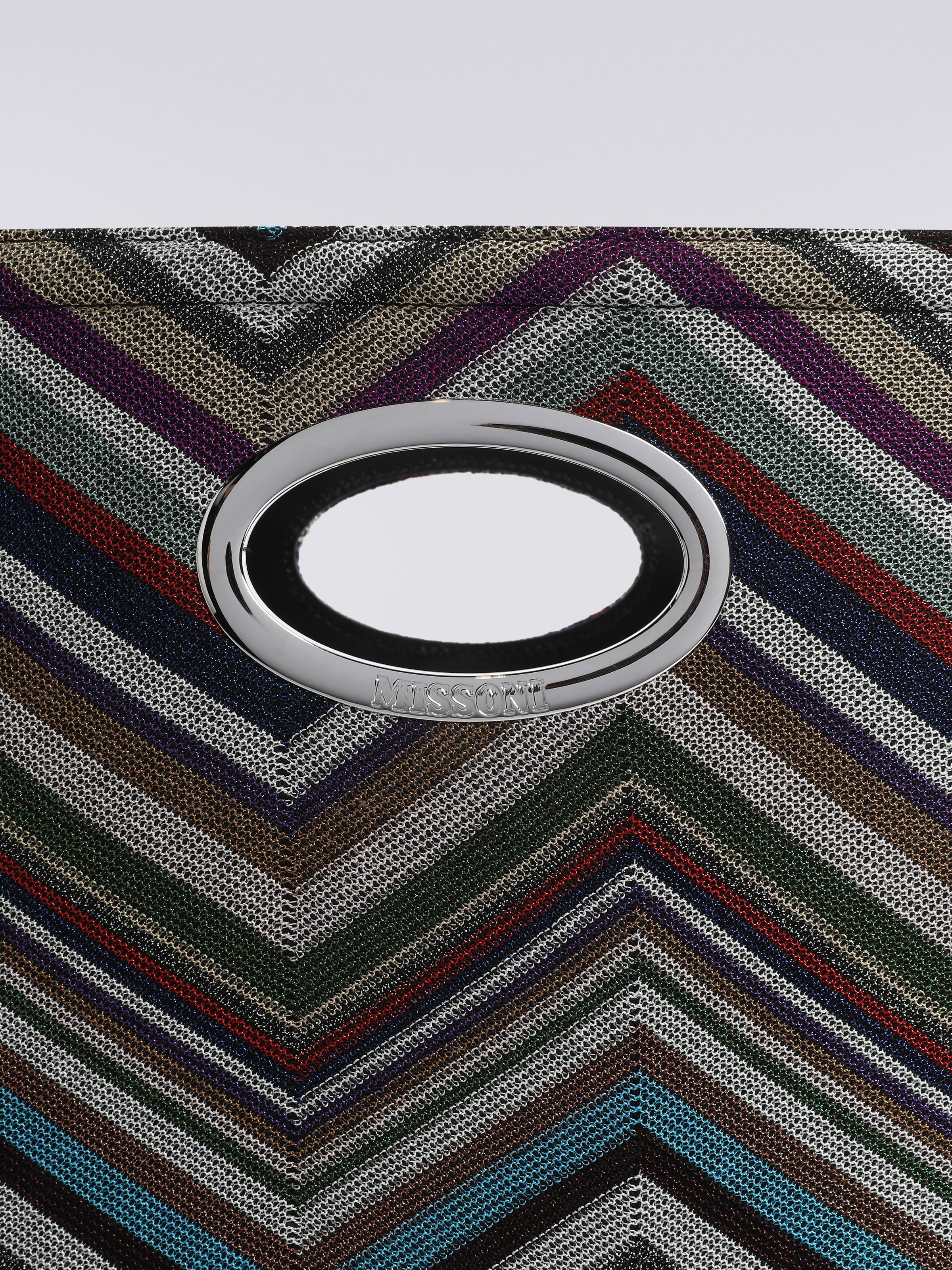 Wool and viscose chevron bag with lurex, Multicoloured  - 3