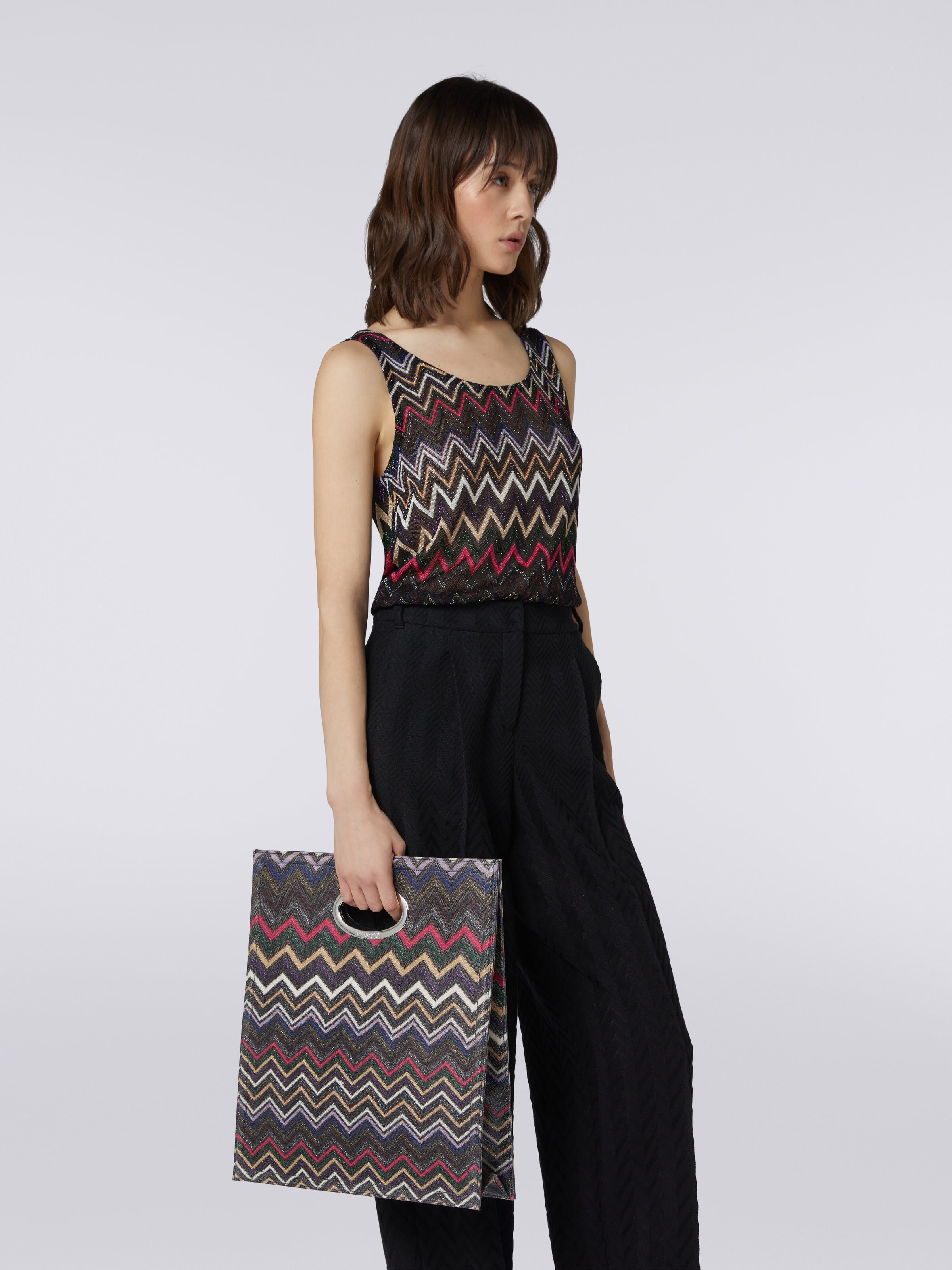 Zigzag lamé viscose bag, Multicoloured  - 4