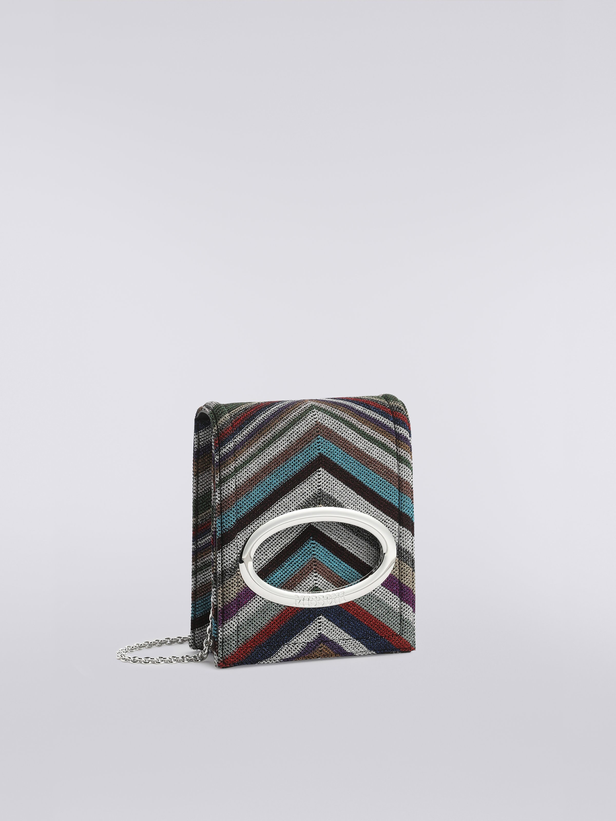 Wool and viscose blend chevron shoulder bag with lurex, Multicoloured  - 1