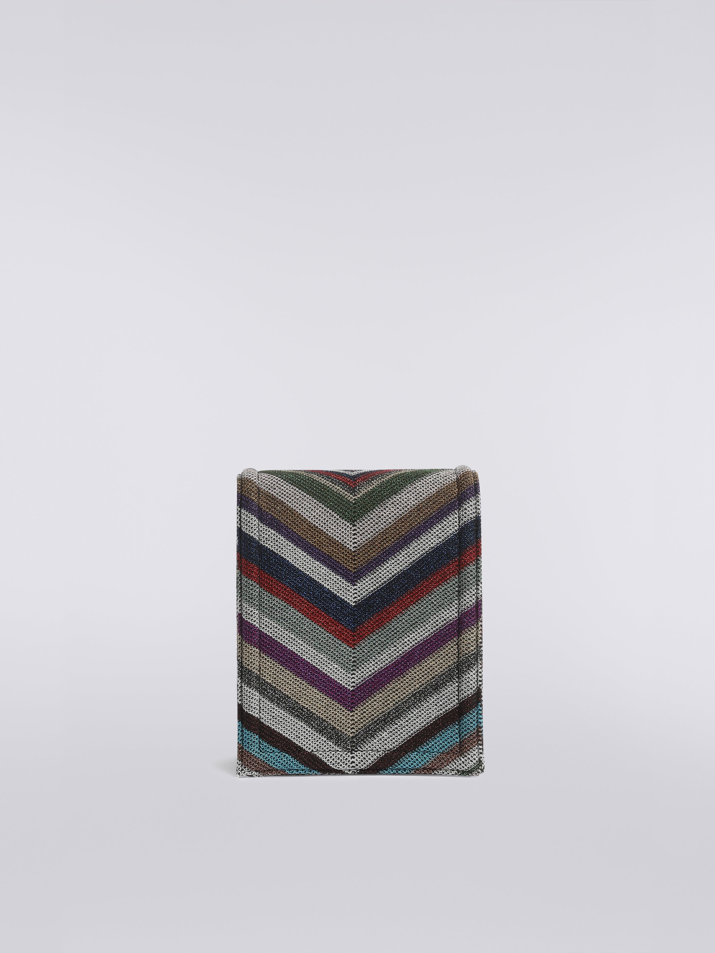 Wool and viscose blend chevron shoulder bag with lurex, Multicoloured  - 2