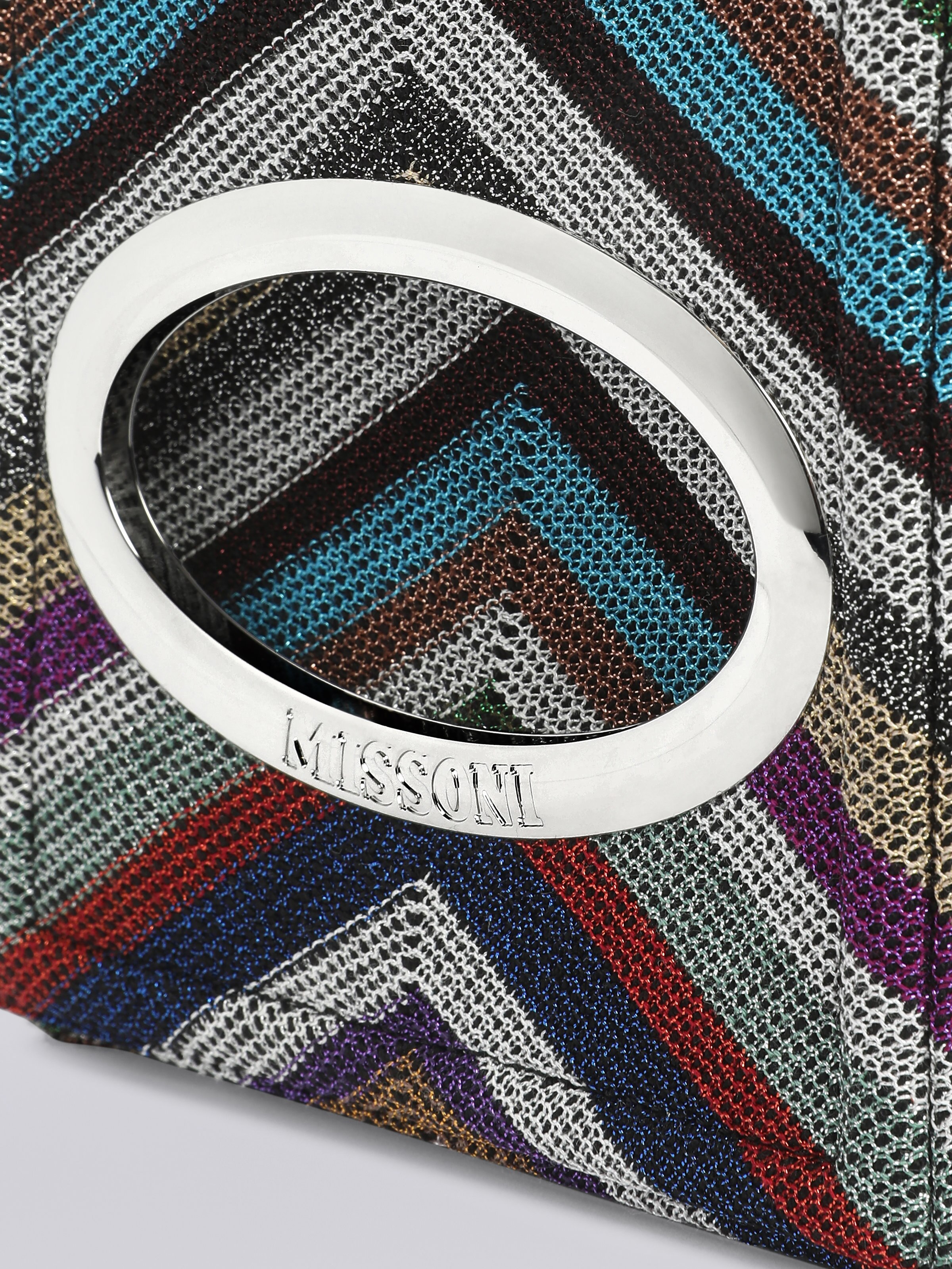Wool and viscose blend chevron shoulder bag with lurex, Multicoloured  - 3