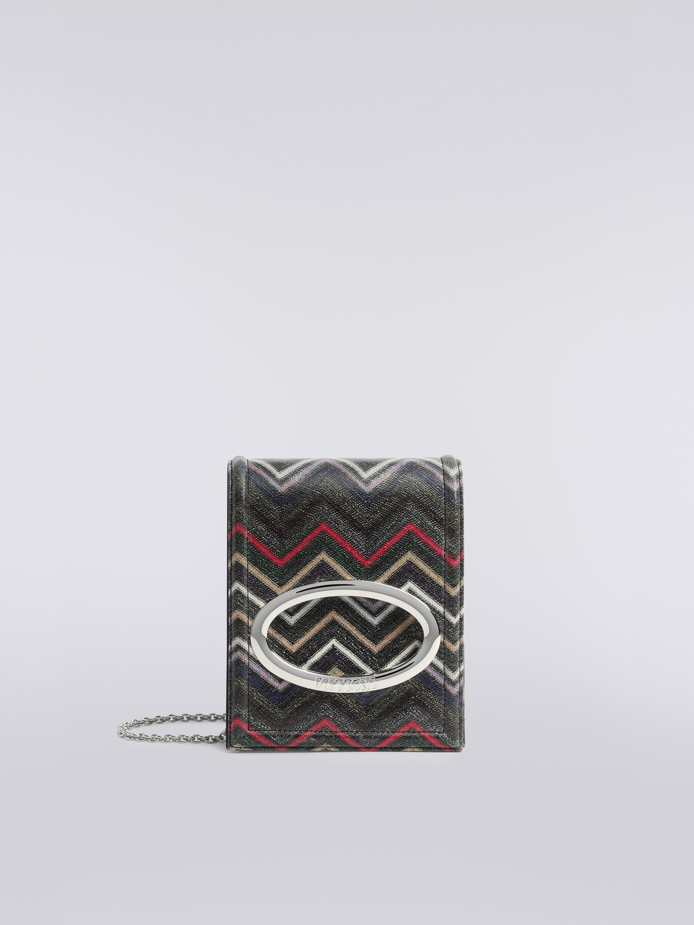 Borsa a tracolla in viscosa lamé zig zag, Multicolore  - 0