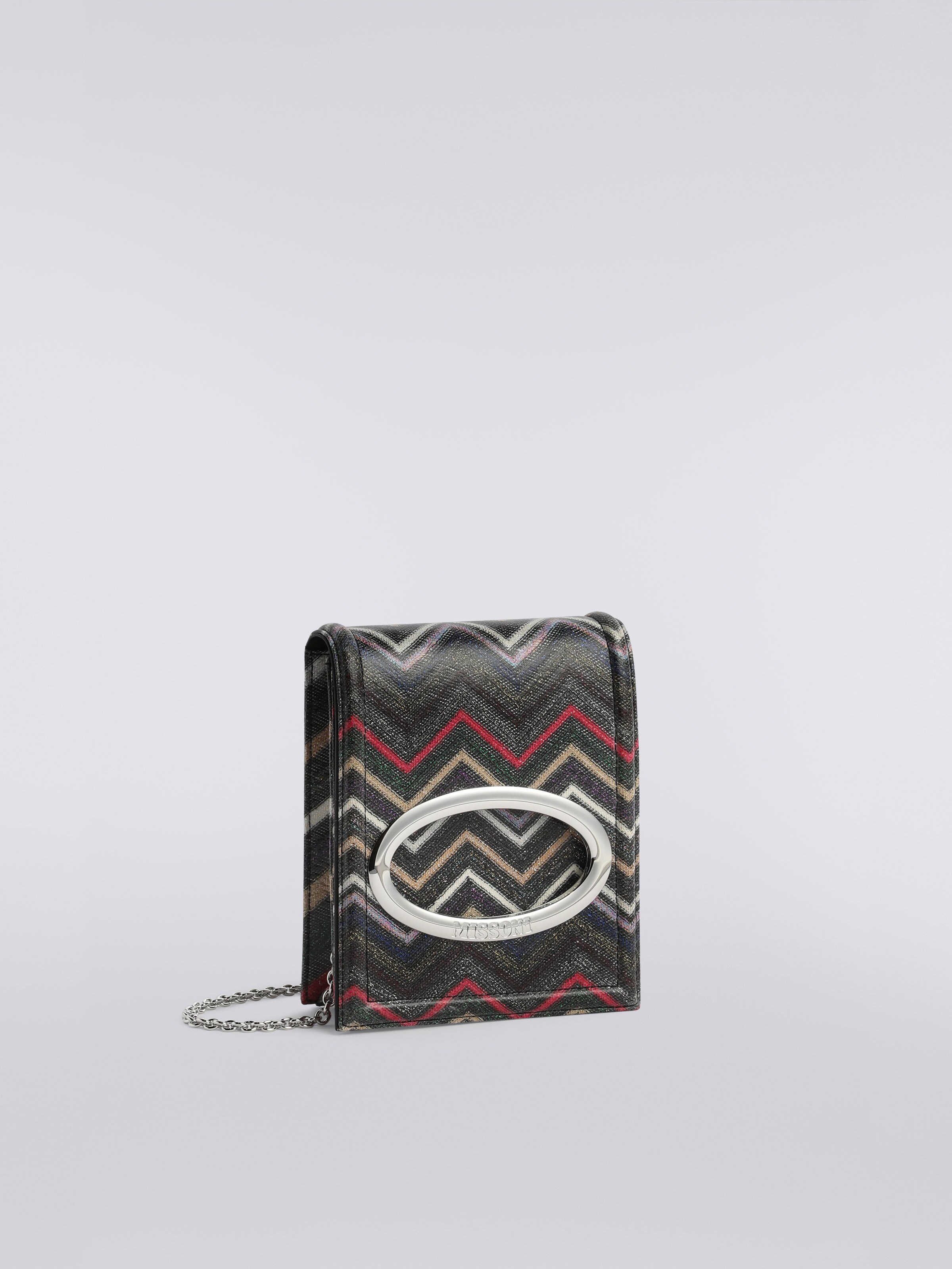 Borsa a tracolla in viscosa lamé zig zag, Multicolore  - 1