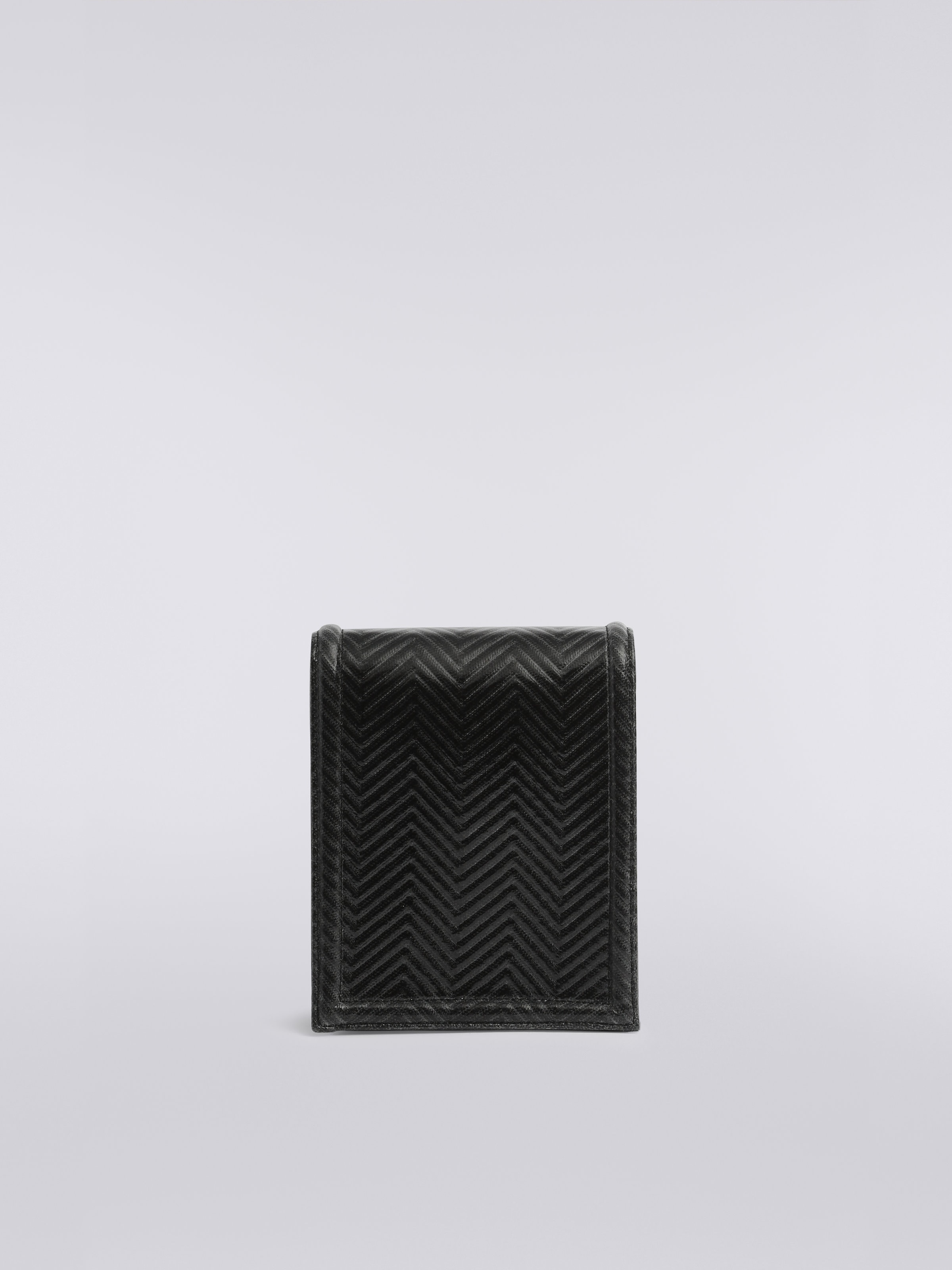 Zigzag fabric shoulder bag, Black    - 2
