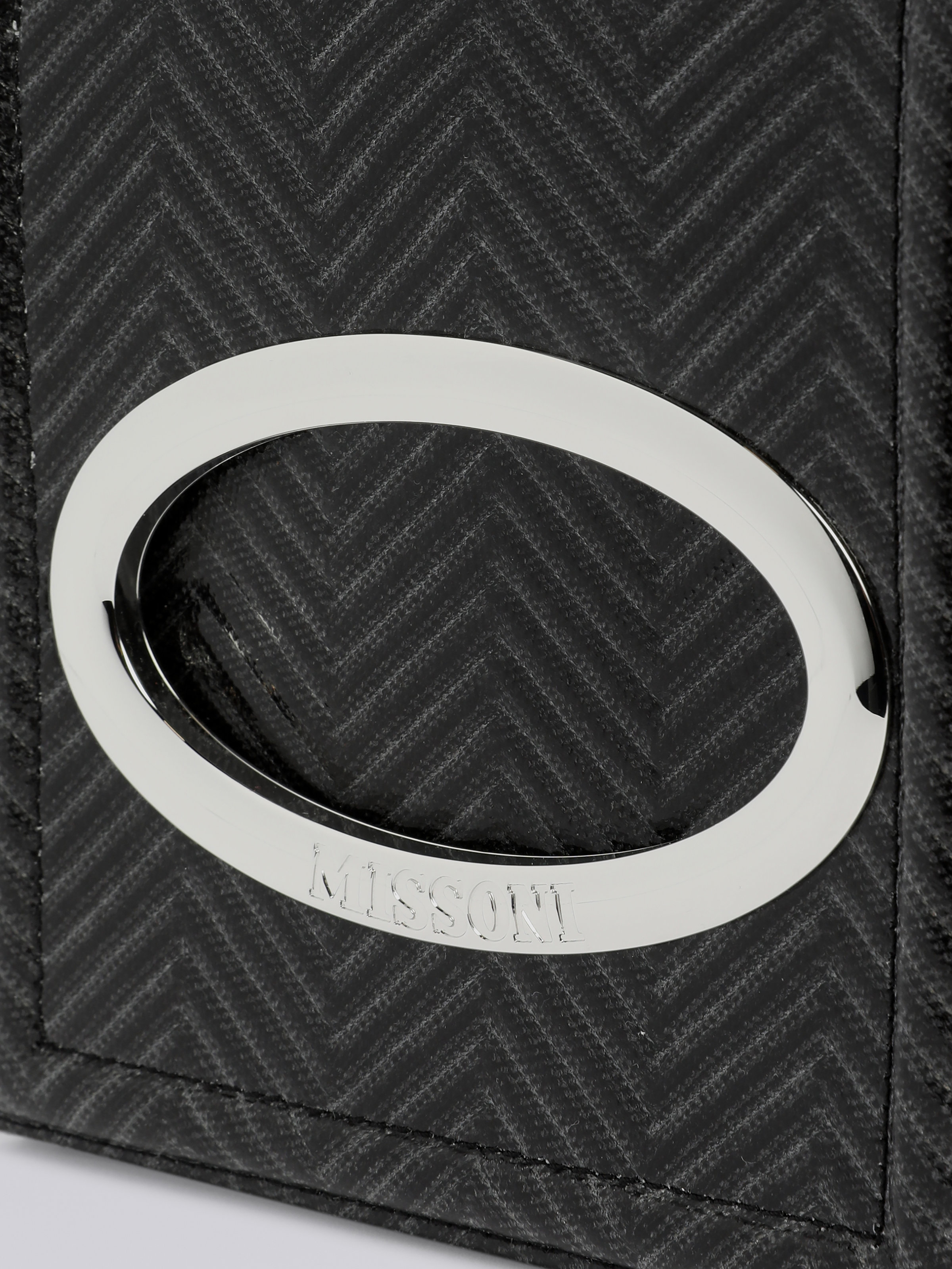 Zigzag fabric shoulder bag, Black    - 3