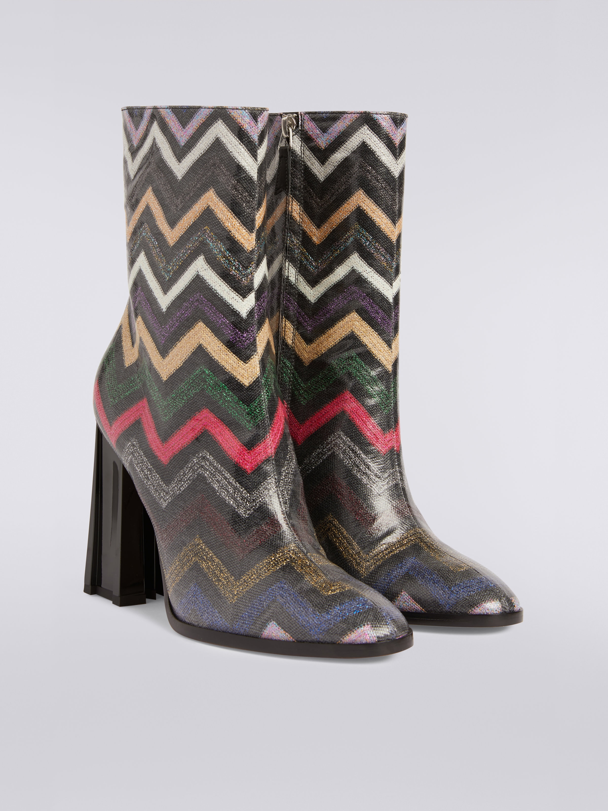 Stiefeletten aus Stoff mit Zickzackmuster, Mehrfarbig  - 1