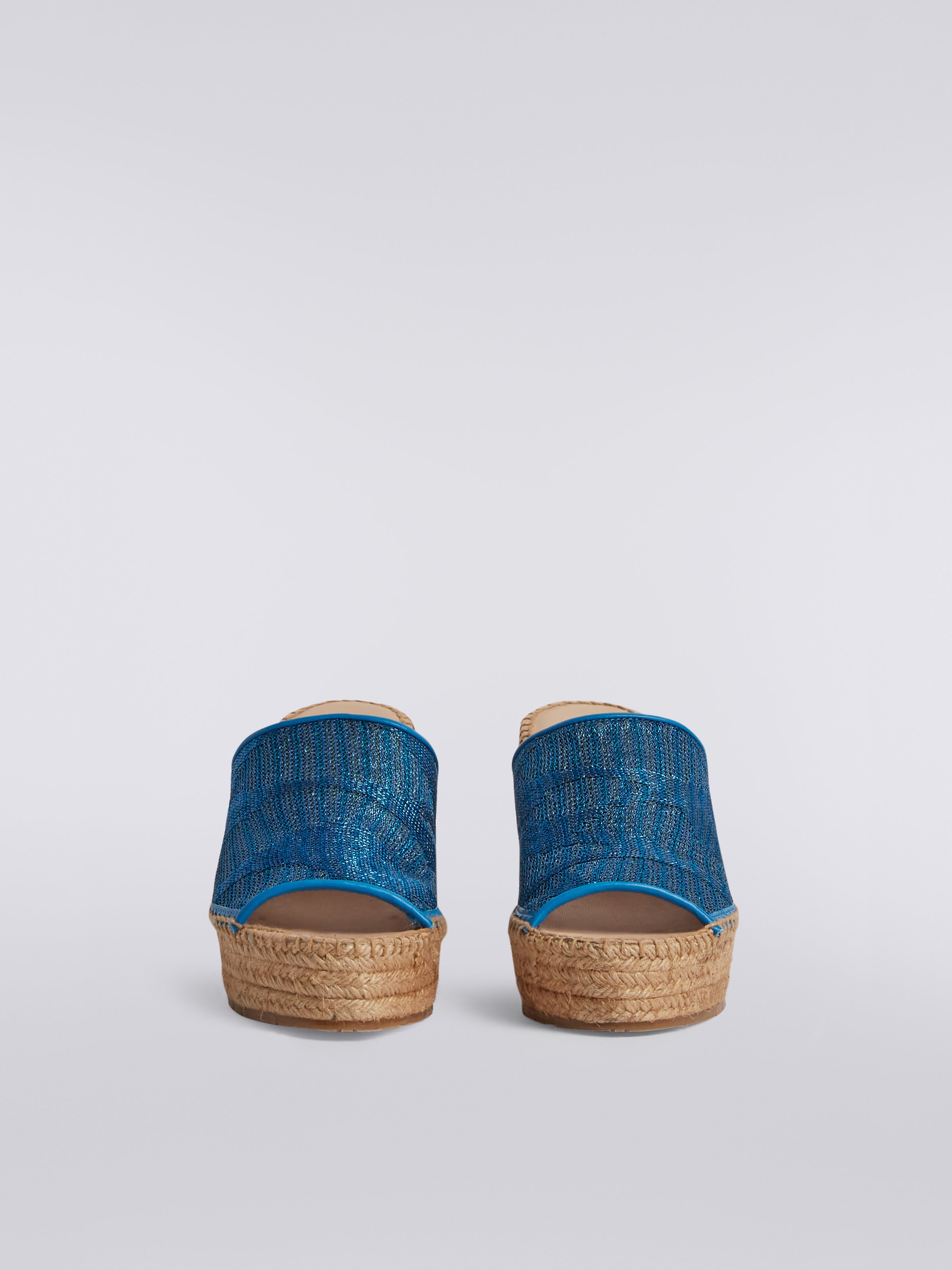 Espadrilles with wedge and chevron knit band, Blue - 2