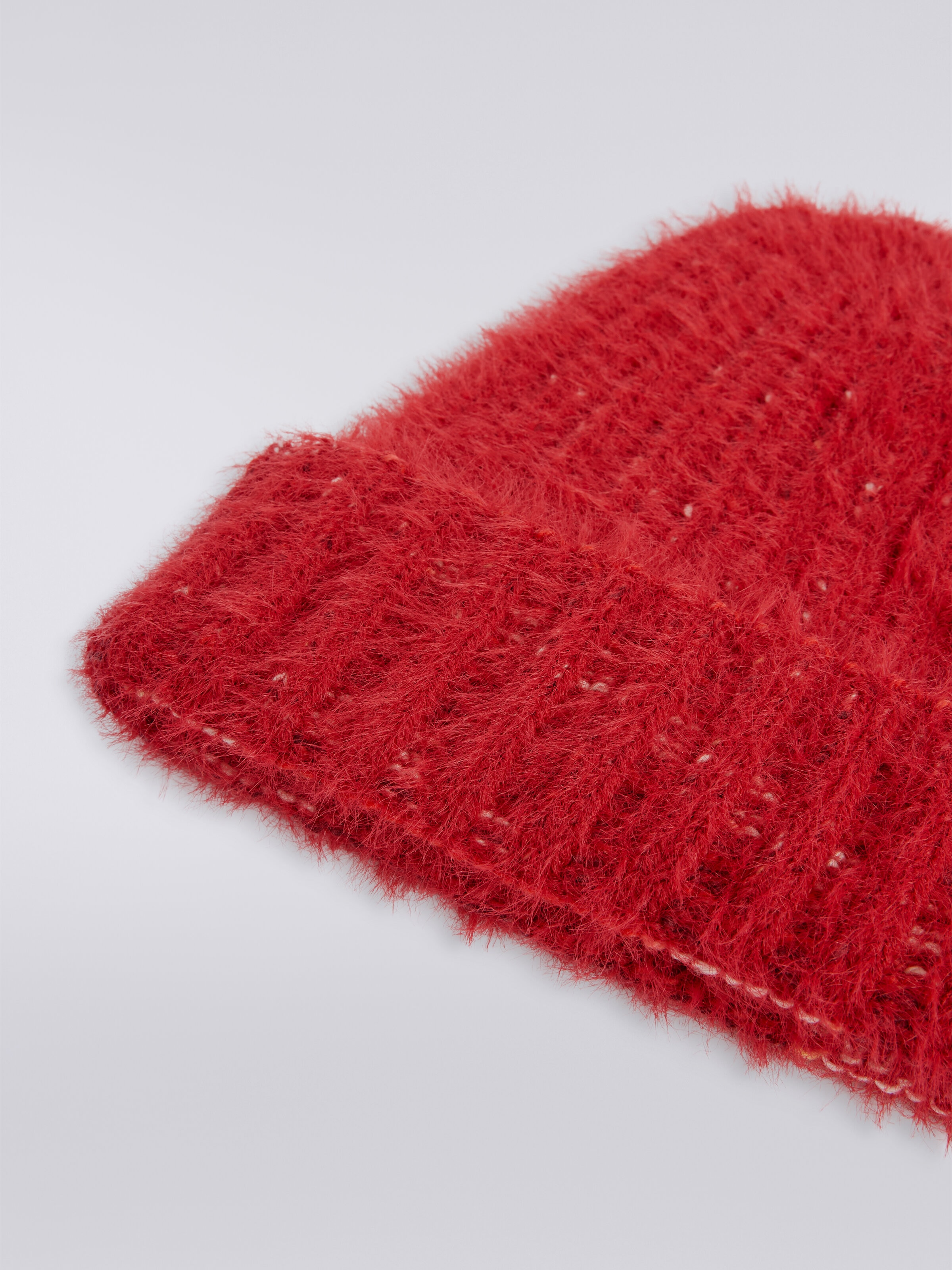 Gorro de mezcla de lana efecto piel, Rojo  - 1
