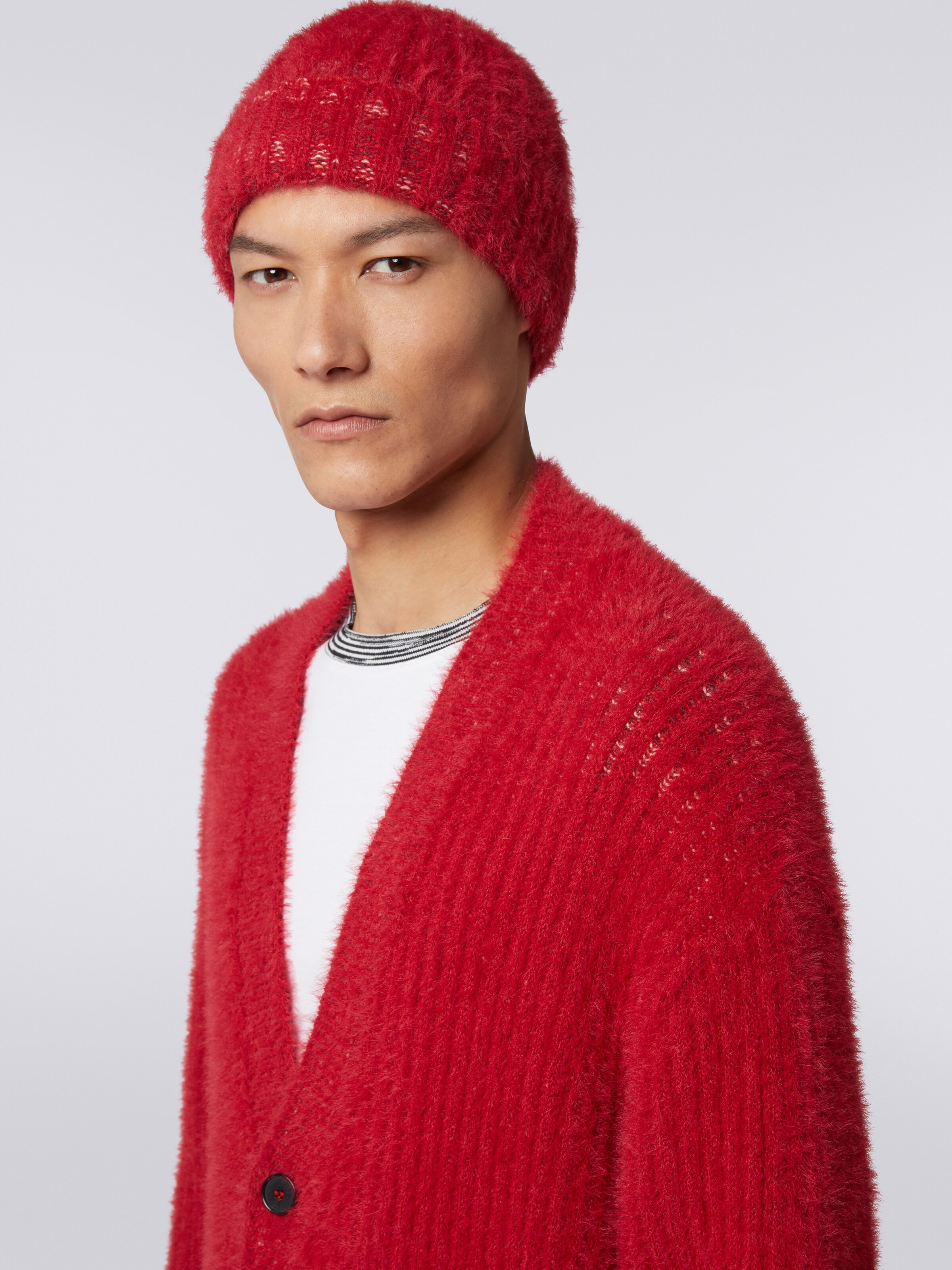 Hat in fur-effect wool blend, Red  - 3