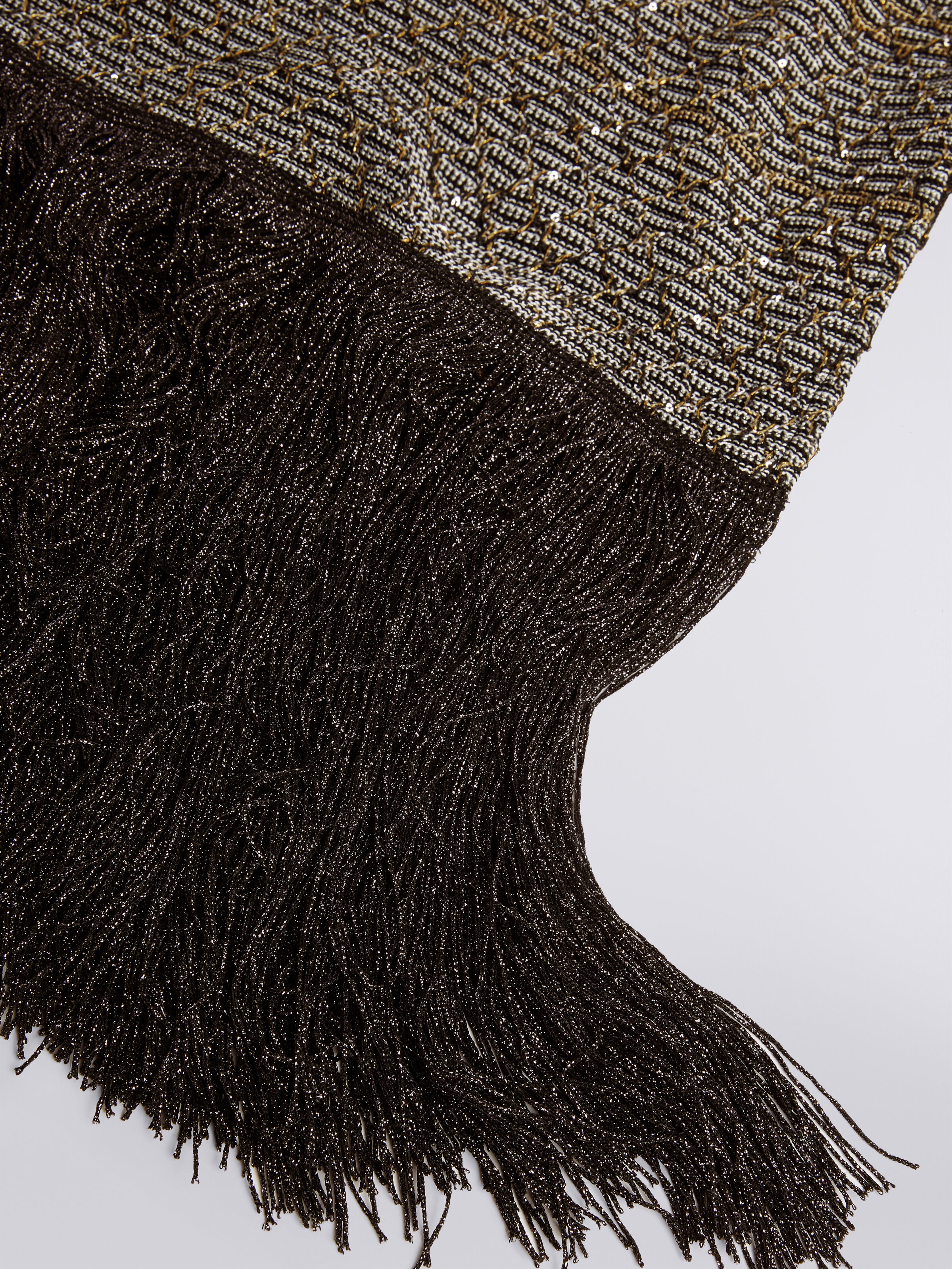 Stole in dégradé knit with fringes and sequins, Multicoloured  - 1