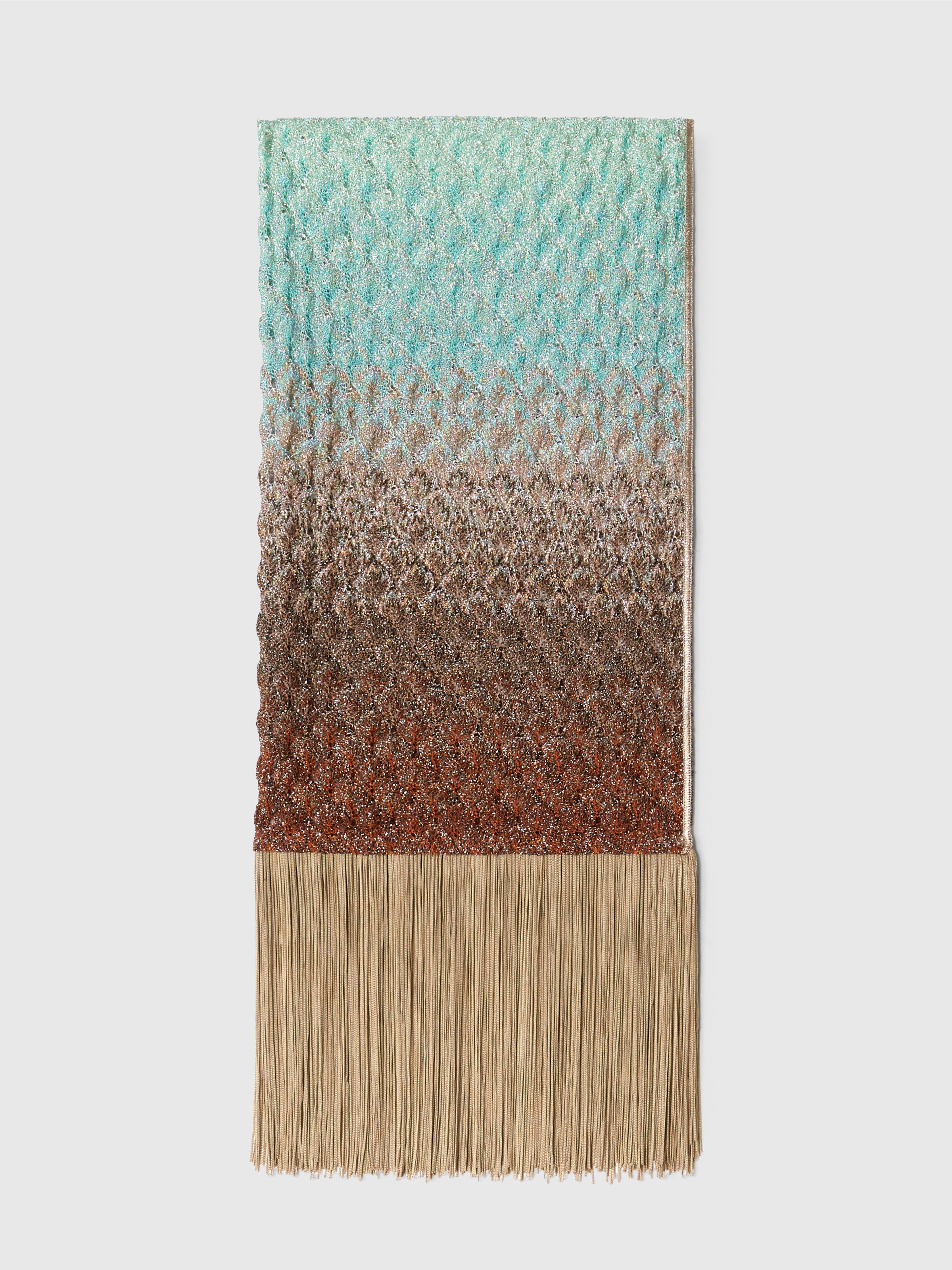 Fringed viscose lamé lace stole, Multicoloured  - 0