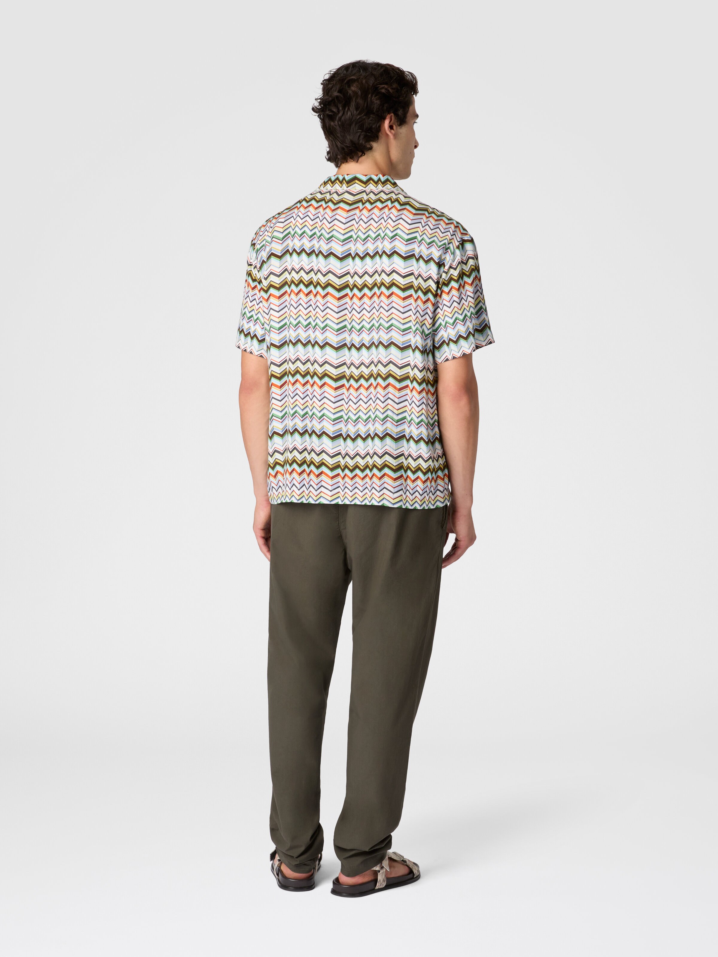 Bowling shirt in viscose with irregular zigzag print, Multicoloured  - 2